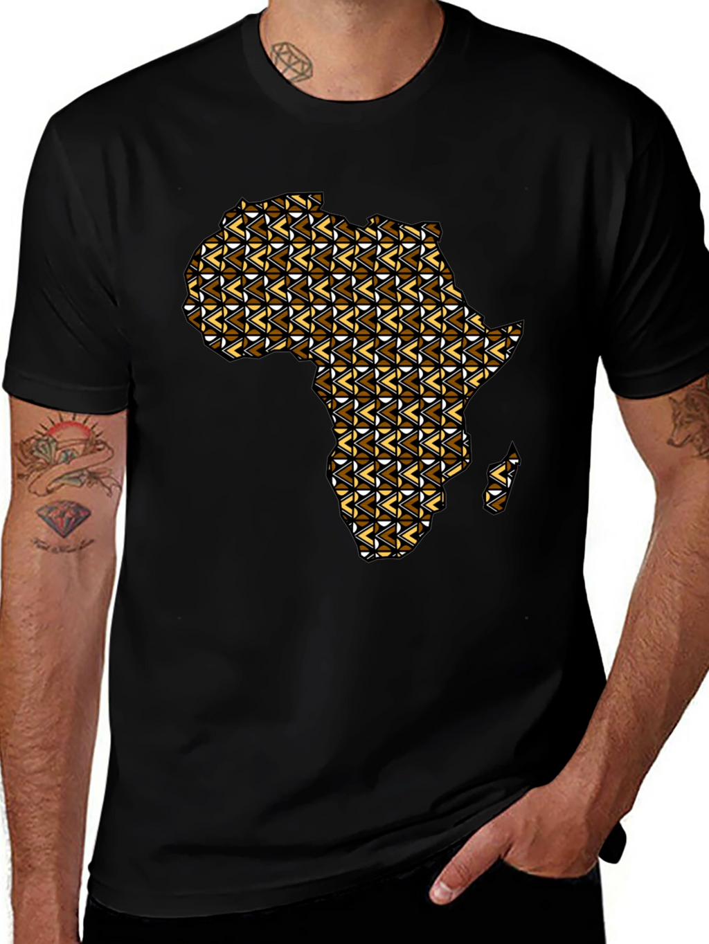 Africa Map Graphic Tee - Mens Black T-Shirt