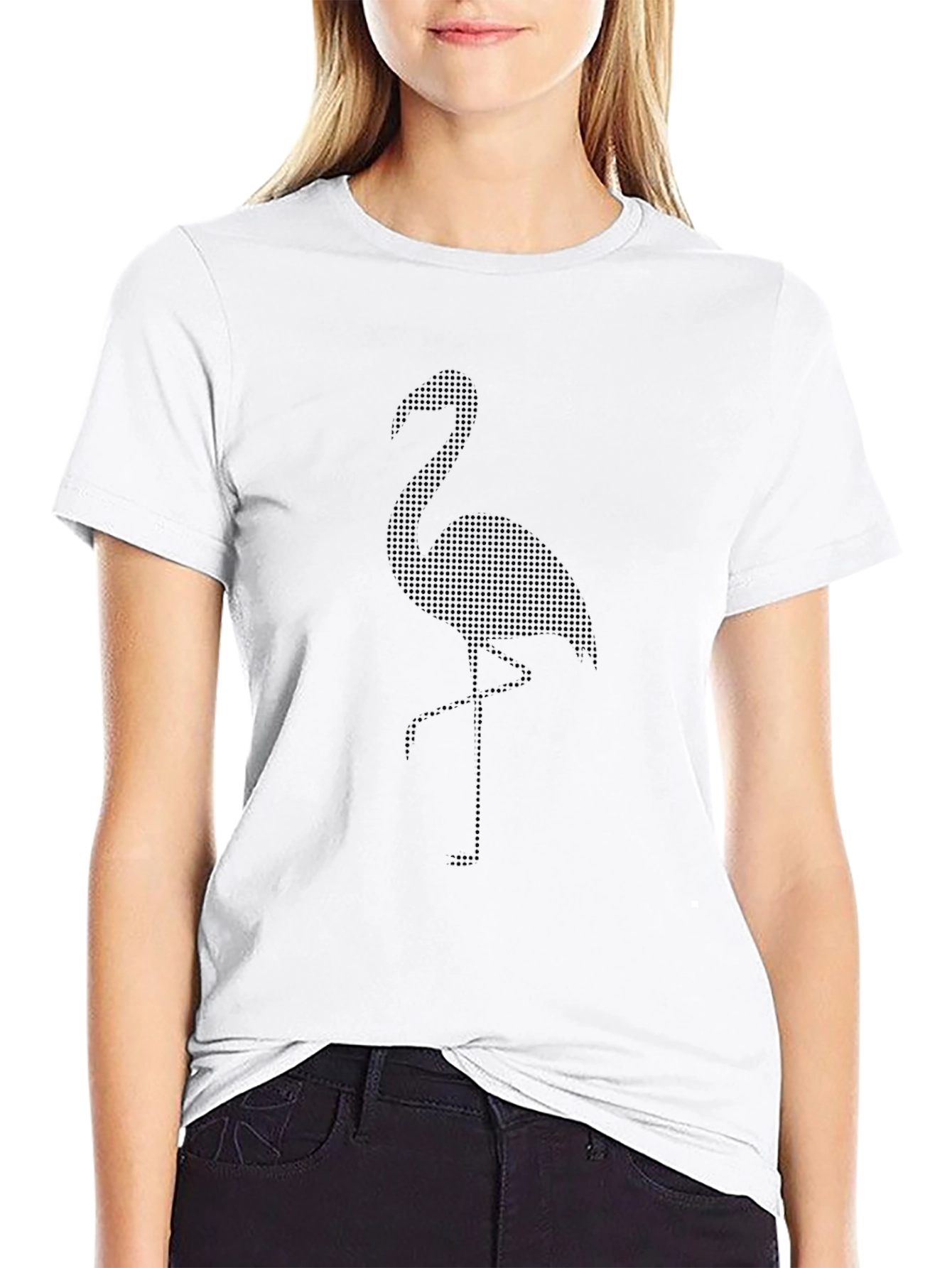 Black Flamingo Dot Print T-Shirt