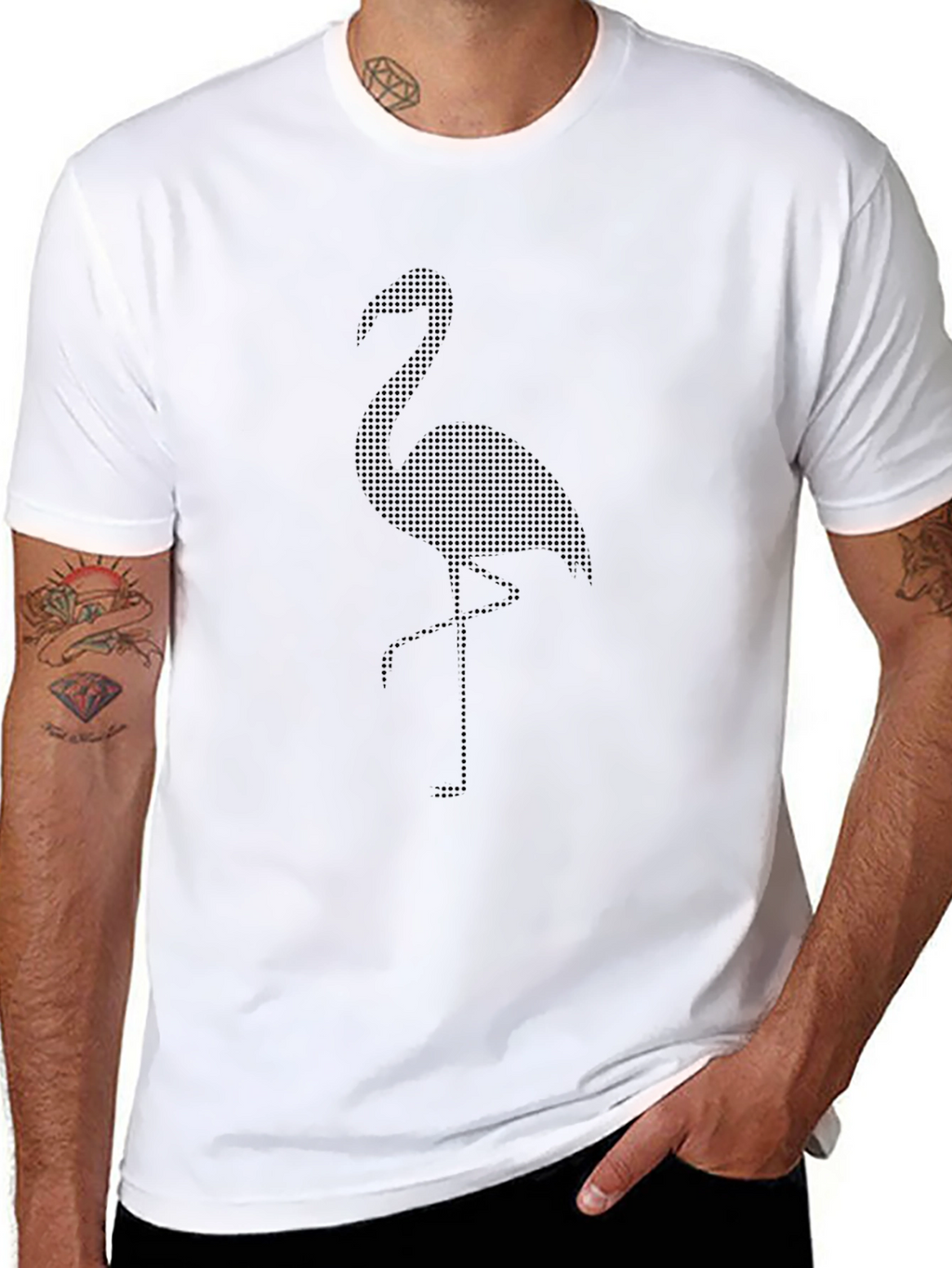 Black Flamingo Dot Print T-Shirt