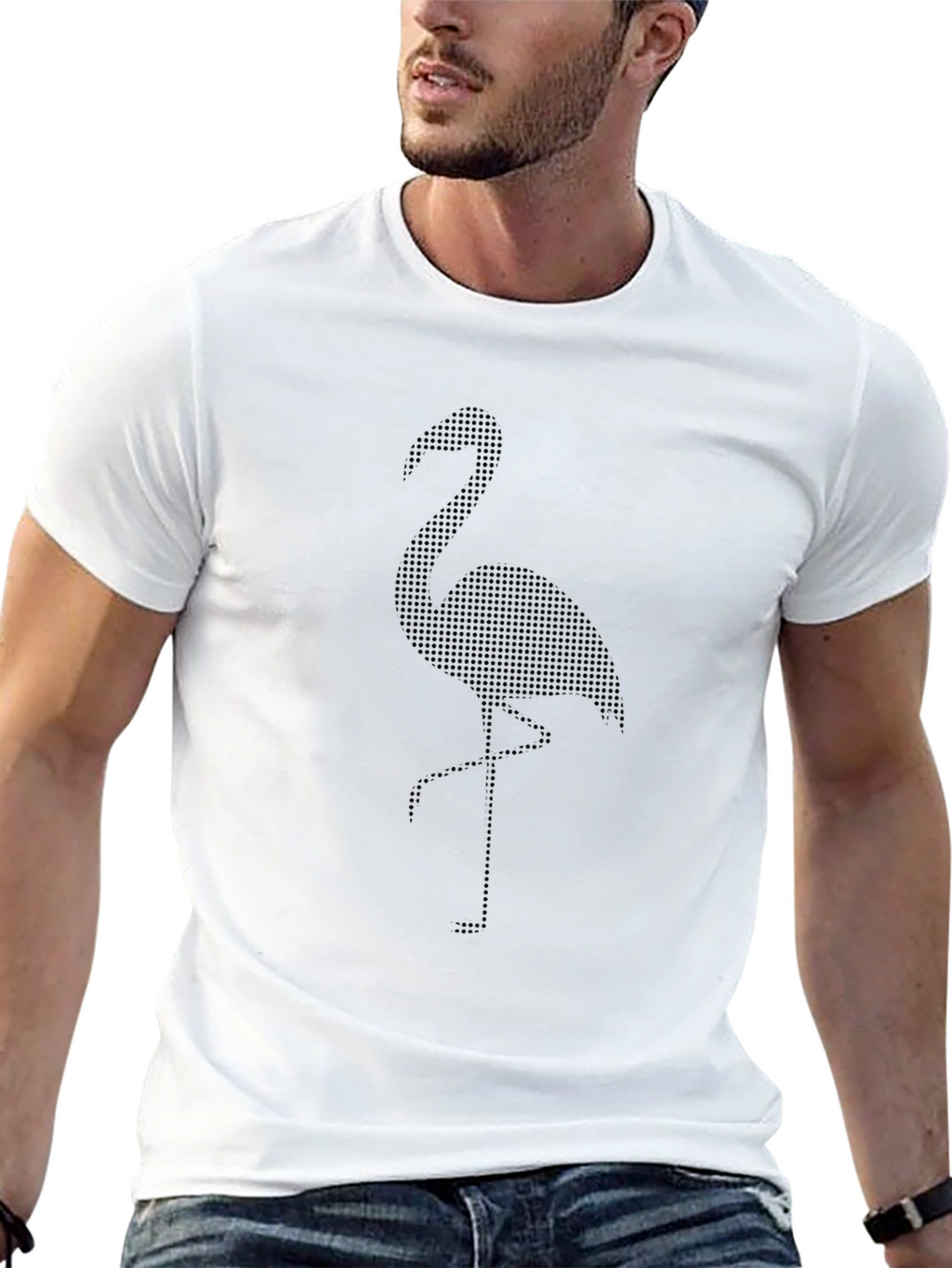 Black Flamingo Dot Print T-Shirt