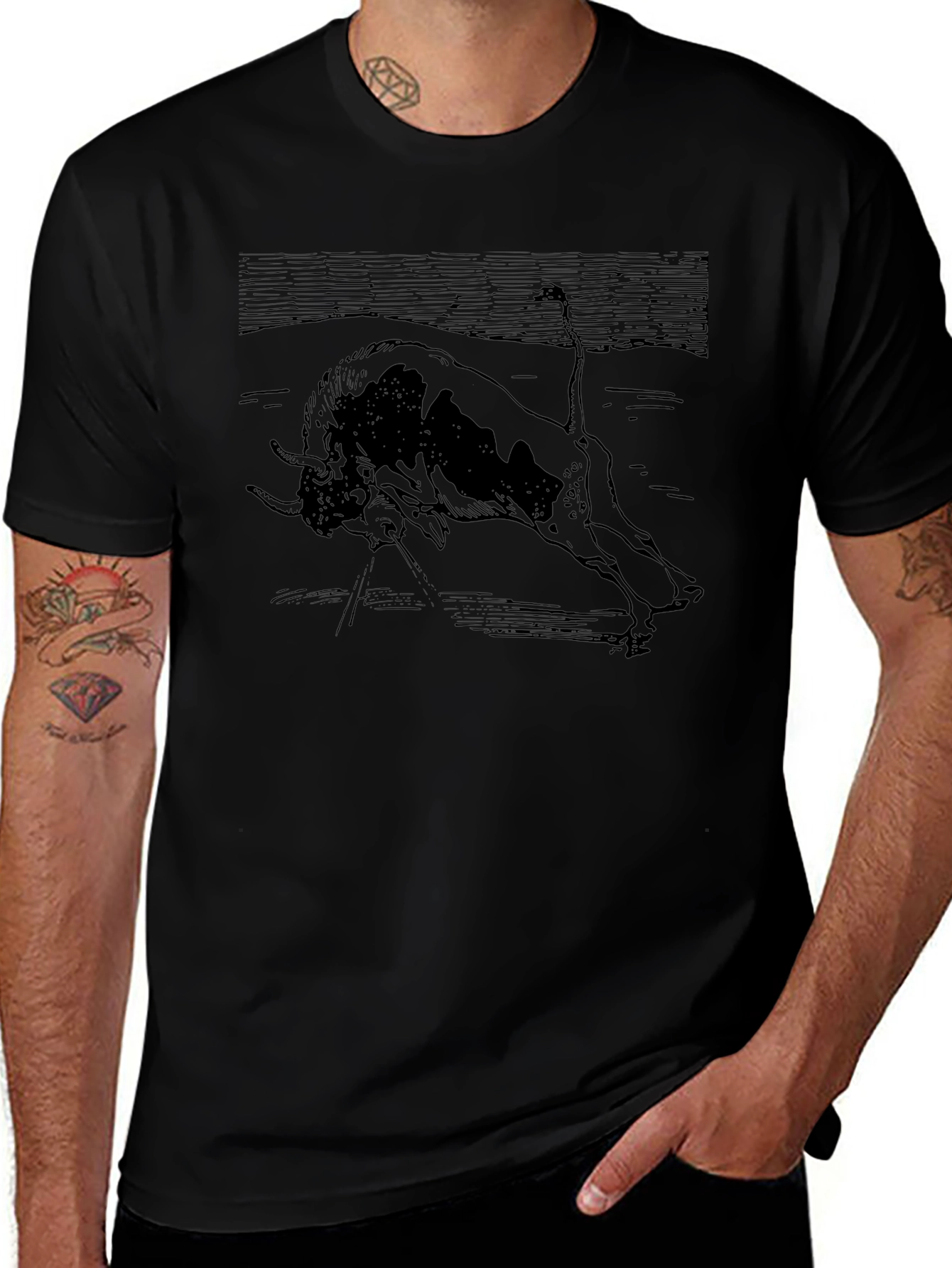 Bull Graphic Tee - Classic Black