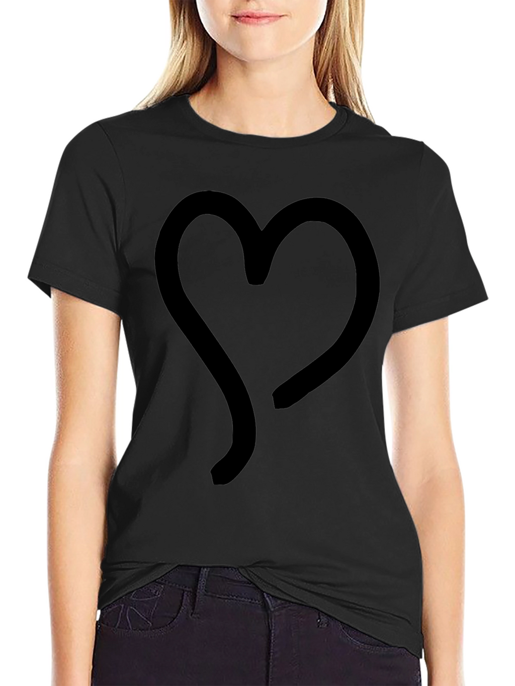 Heart Graphic Black T-Shirt | Casual Style