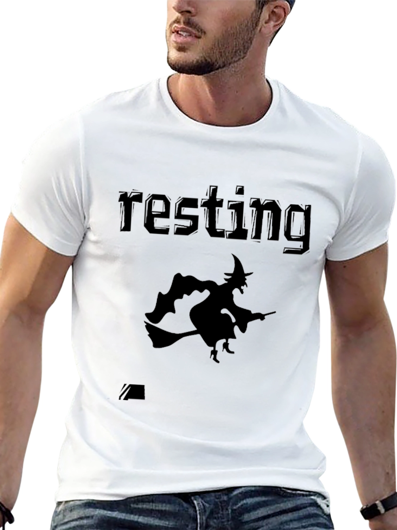 Resting Witch Face Halloween Graphic T-Shirt