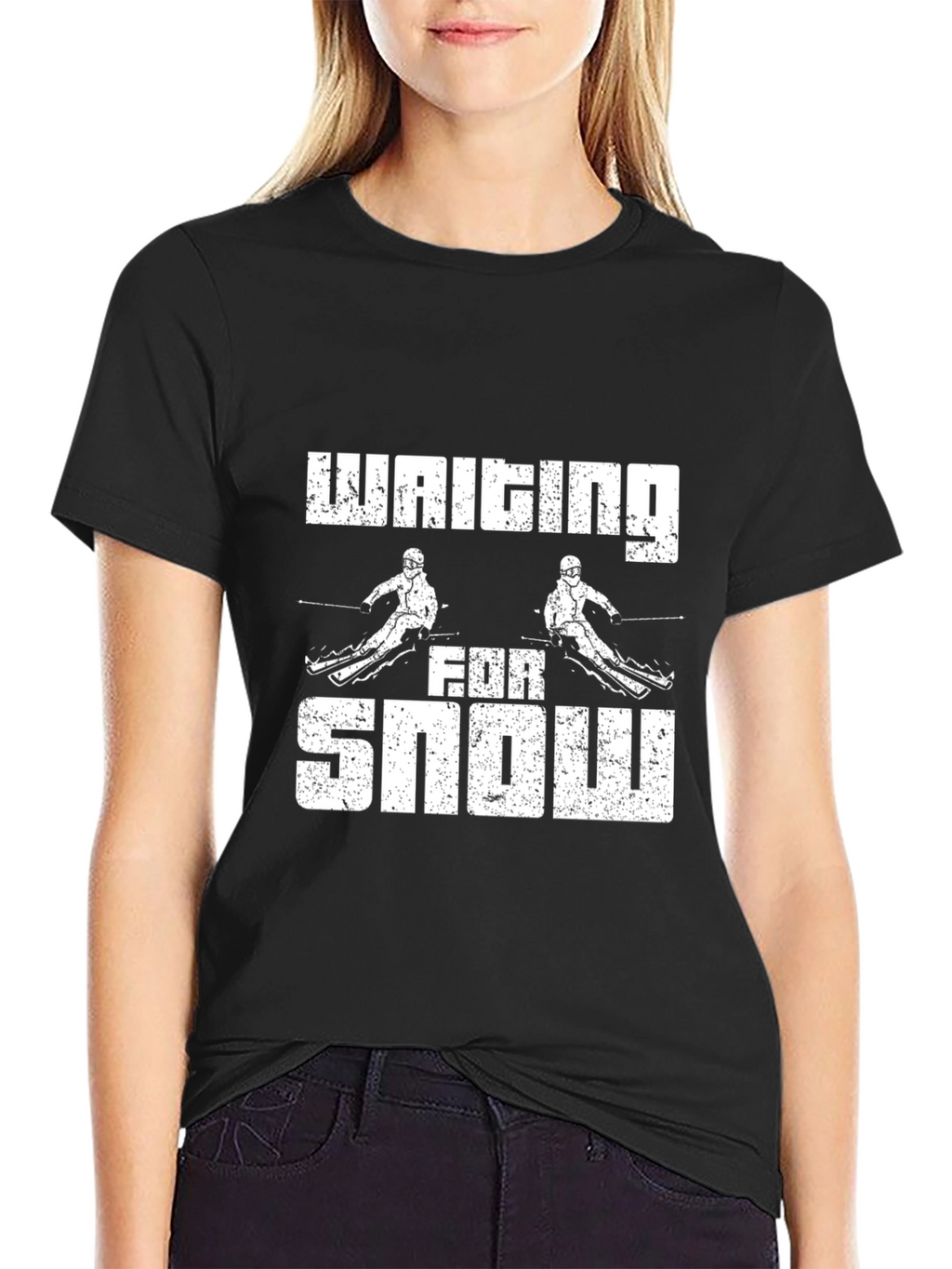 Waiting For Snow Graphic Tee - Skiing T-Shirt