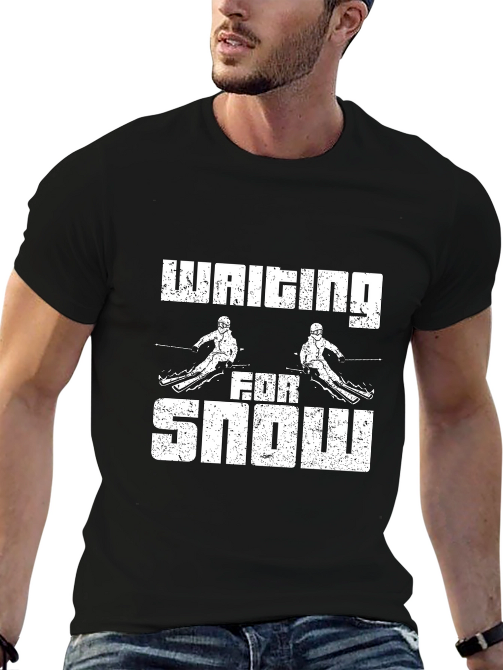 Waiting For Snow Graphic Tee - Skiing T-Shirt