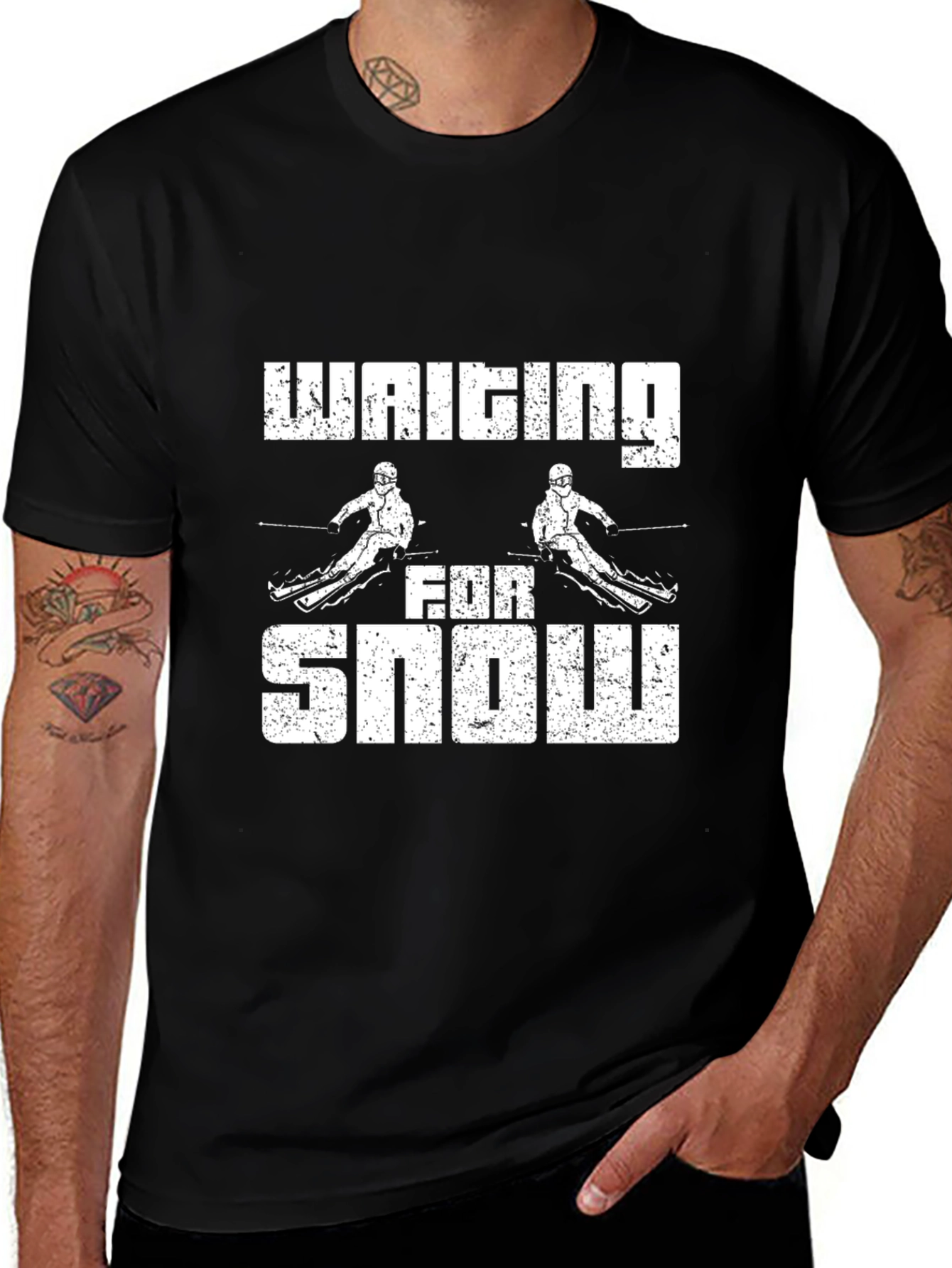 Waiting For Snow Graphic Tee - Skiing T-Shirt
