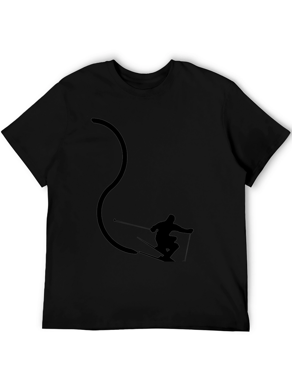 Cool Skier Silhouette Black Graphic Tee