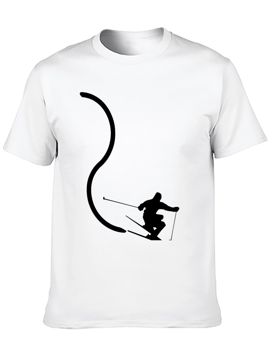 Cool Skier Silhouette Black Graphic Tee