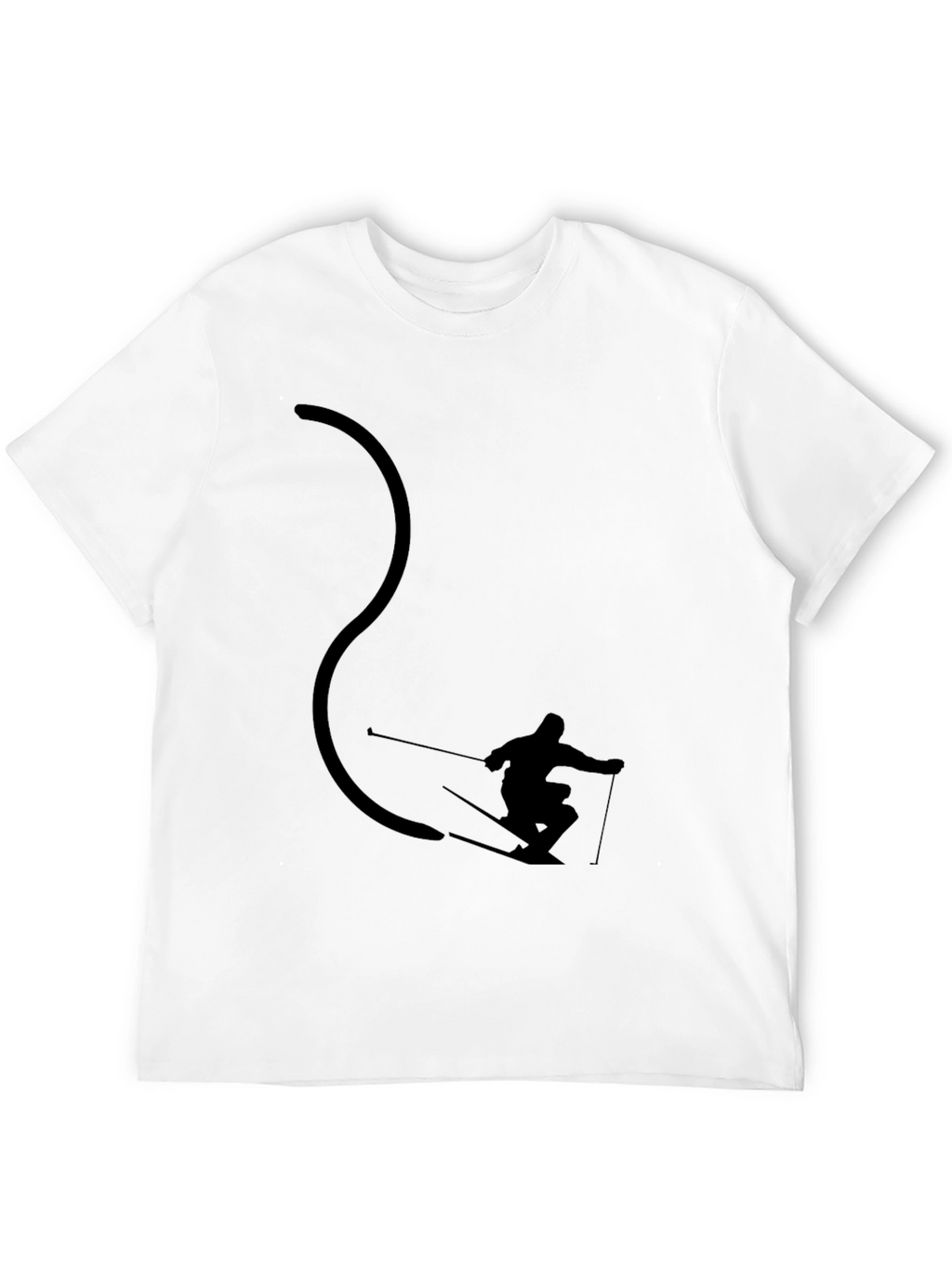 Cool Skier Silhouette Black Graphic Tee