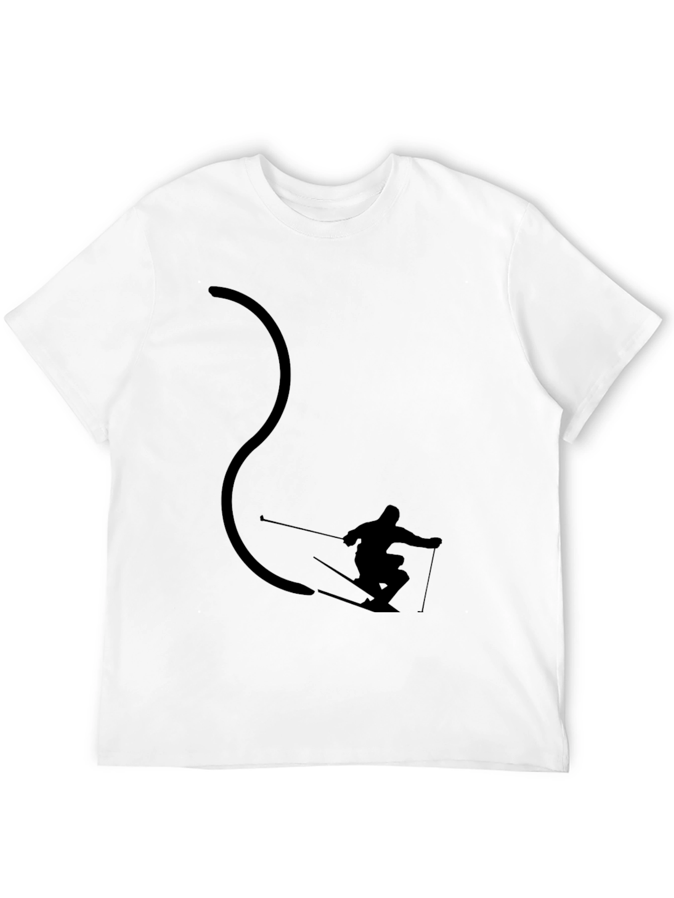 Cool Skier Silhouette Black Graphic Tee