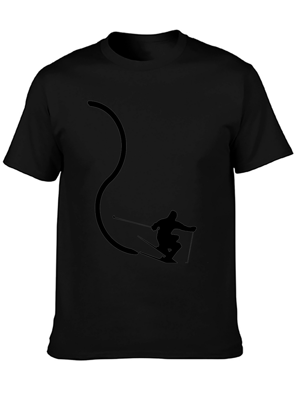 Cool Skier Silhouette Black Graphic Tee