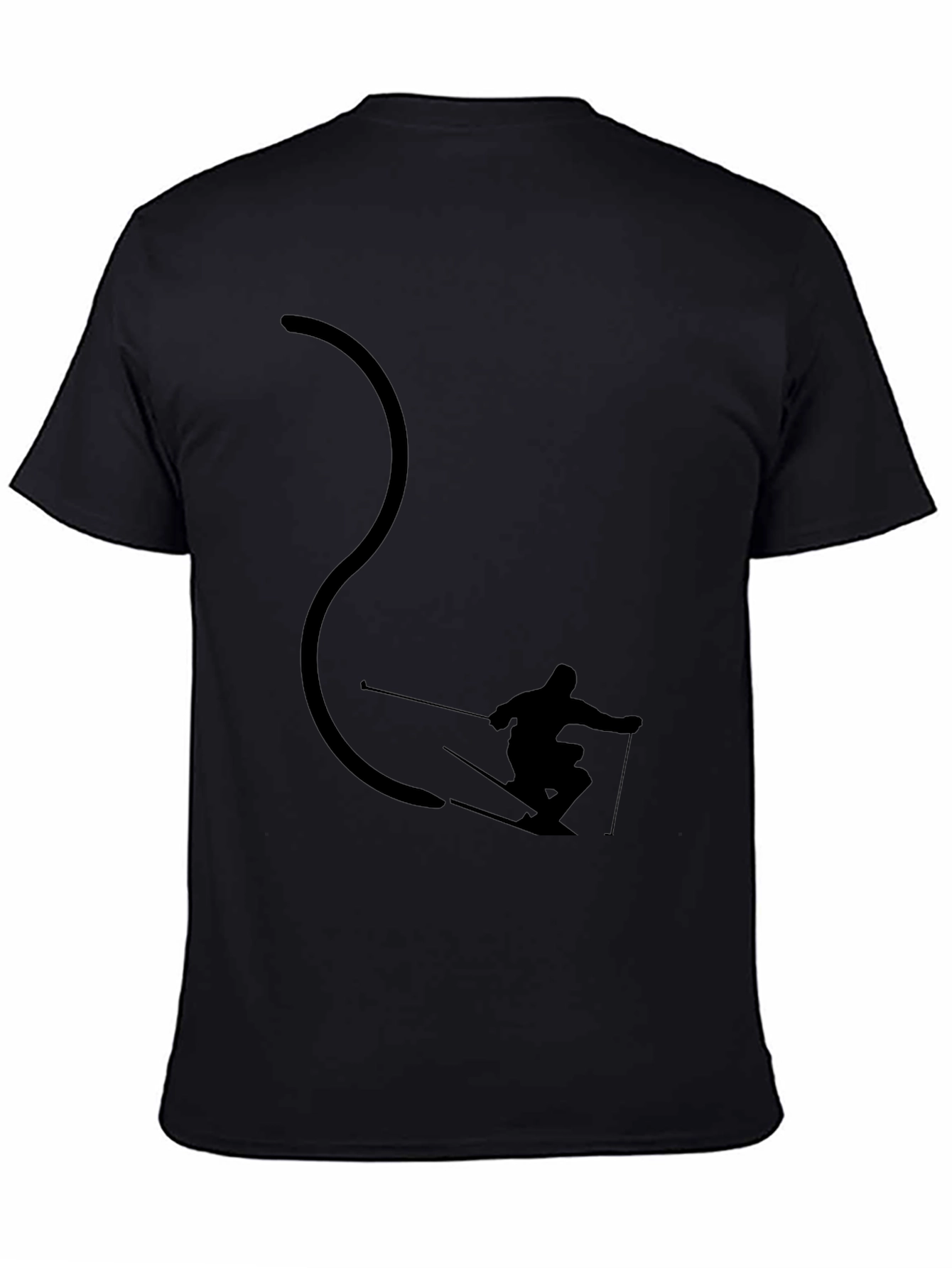 Cool Skier Silhouette Black Graphic Tee