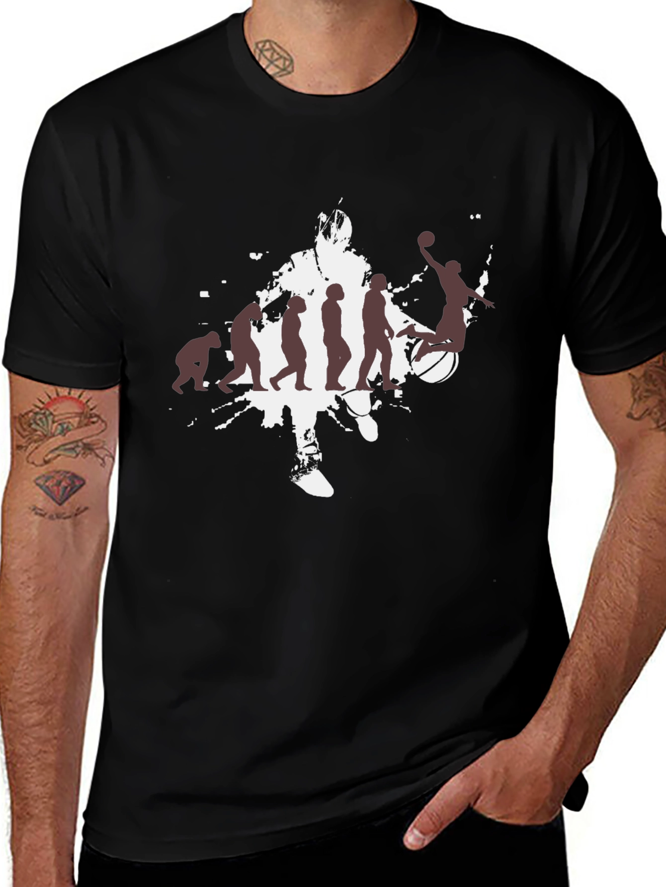 Basketball Evolution Mens Black T-Shirt