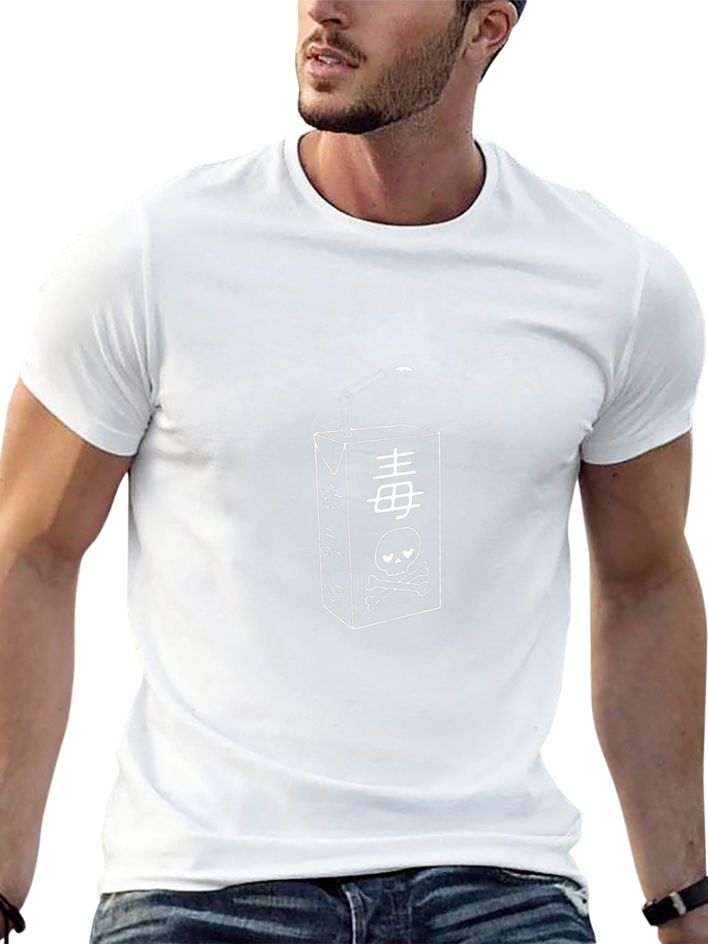 Black T-Shirt with Skull Juice Box Graphic