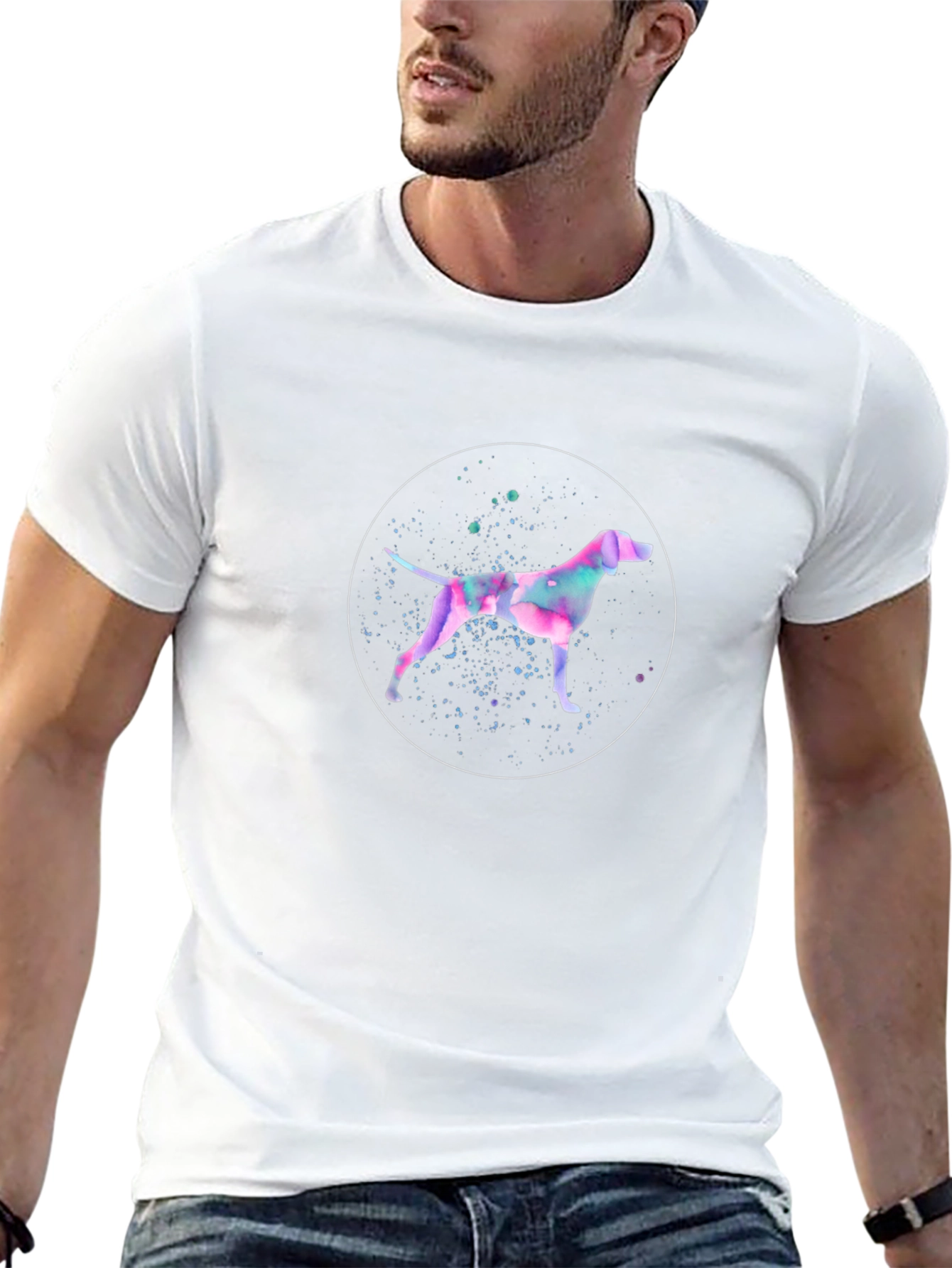 Watercolor Dog Graphic T-Shirt