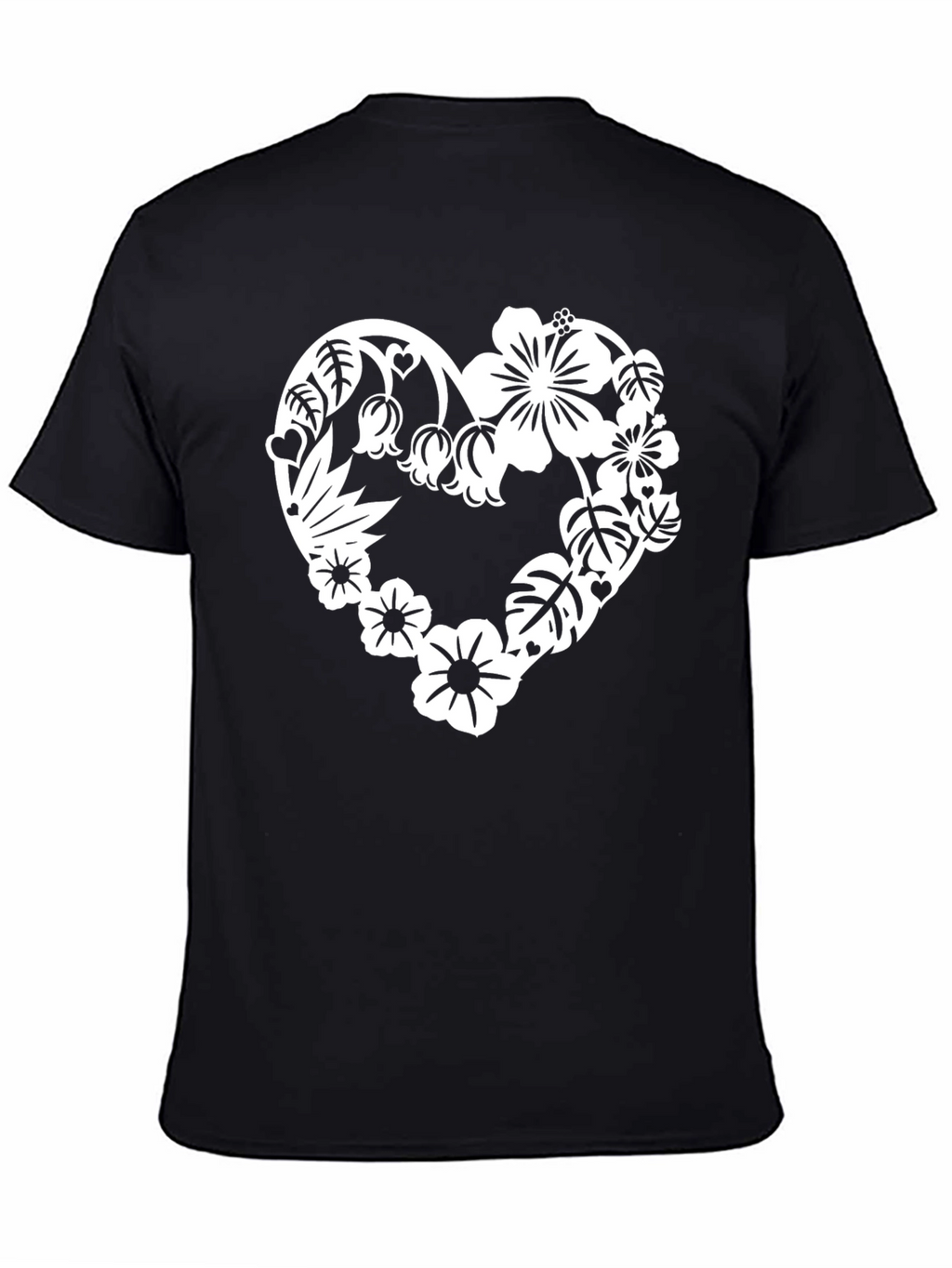 Floral Heart Graphic Tee - Stylish Black T-Shirt