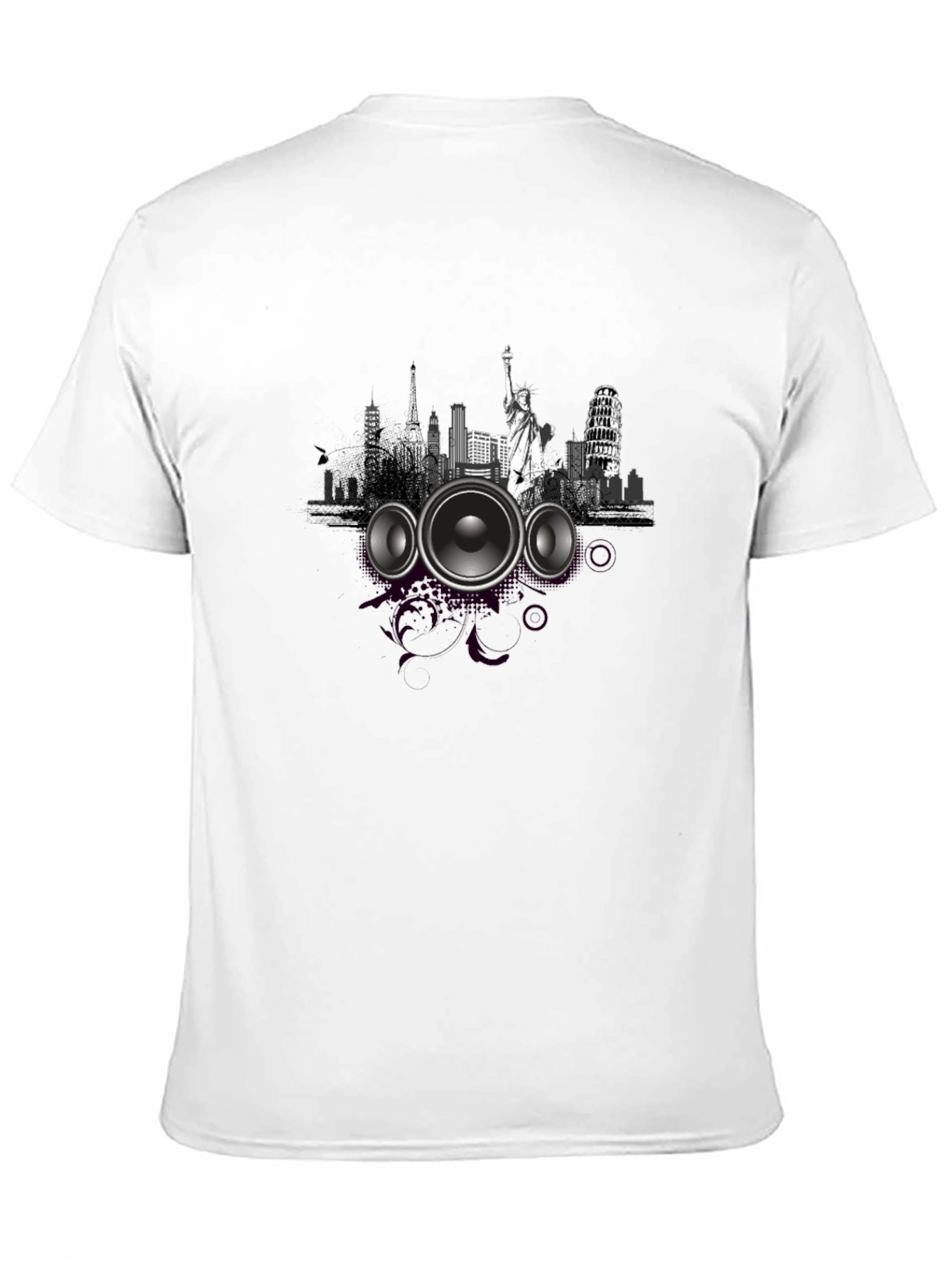 Cityscape Speaker Graphic Tee - Modern Style