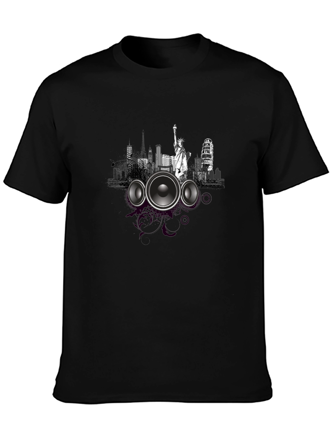 Cityscape Speaker Graphic Tee - Modern Style
