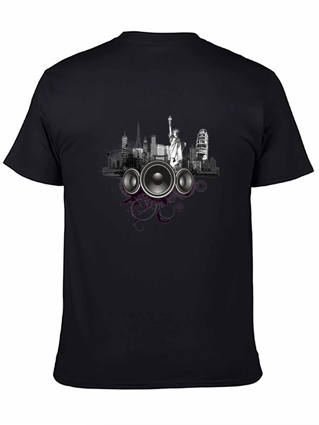 Cityscape Speaker Graphic Tee - Modern Style
