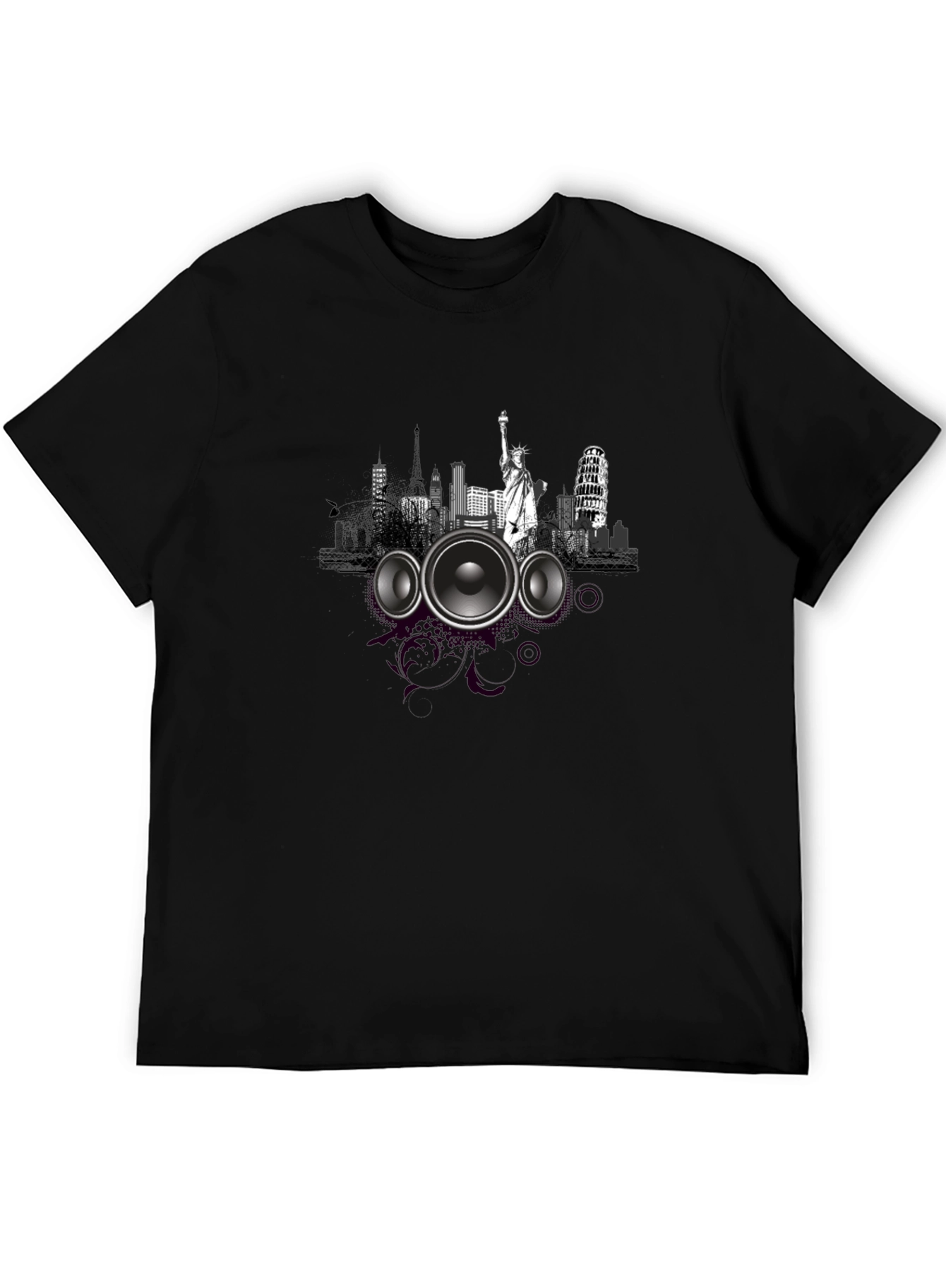 Cityscape Speaker Graphic Tee - Modern Style