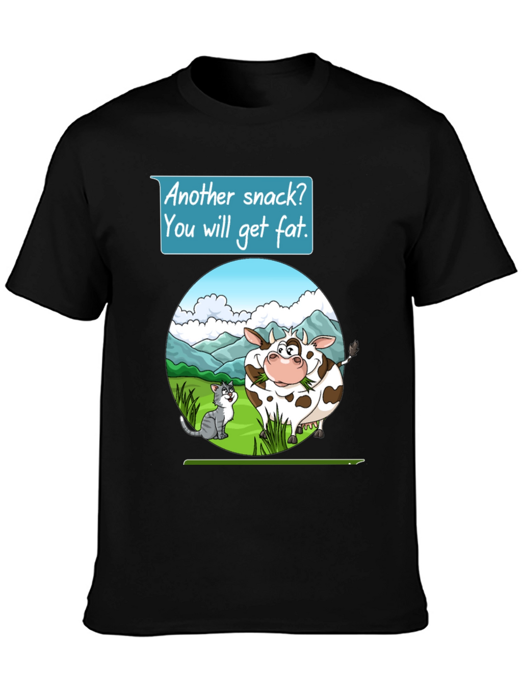 Funny Cow & Cat Cartoon T-Shirt