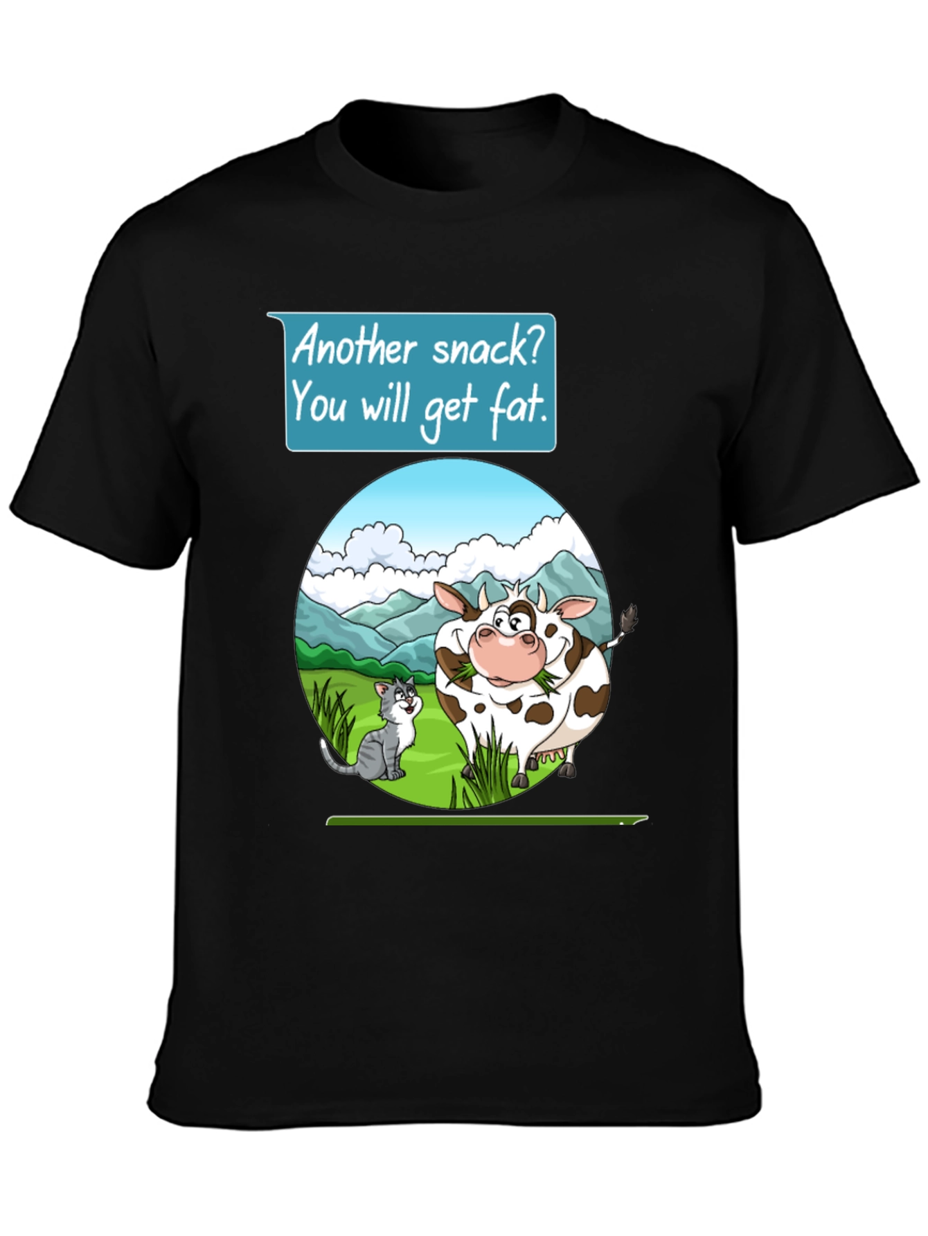 Funny Cow & Cat Cartoon T-Shirt
