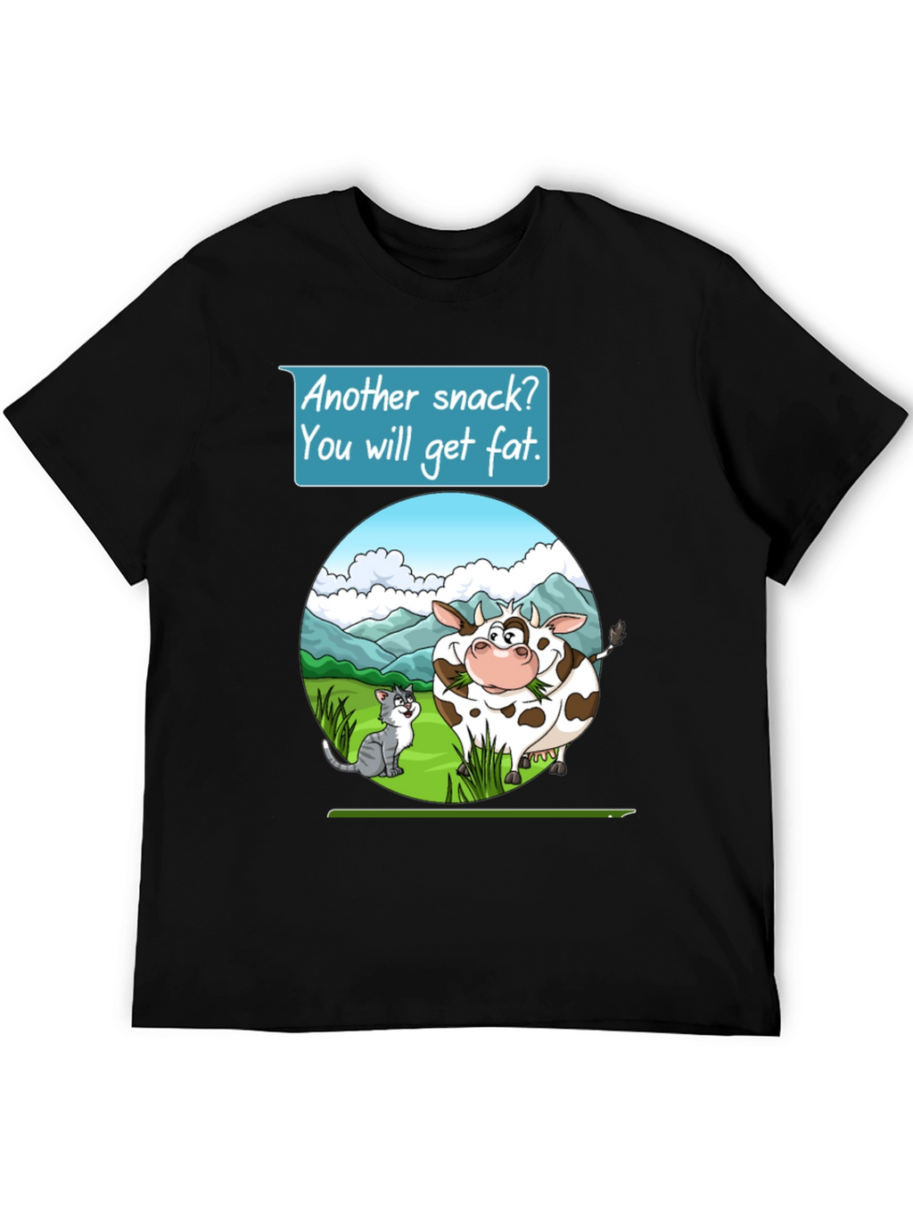 Funny Cow & Cat Cartoon T-Shirt