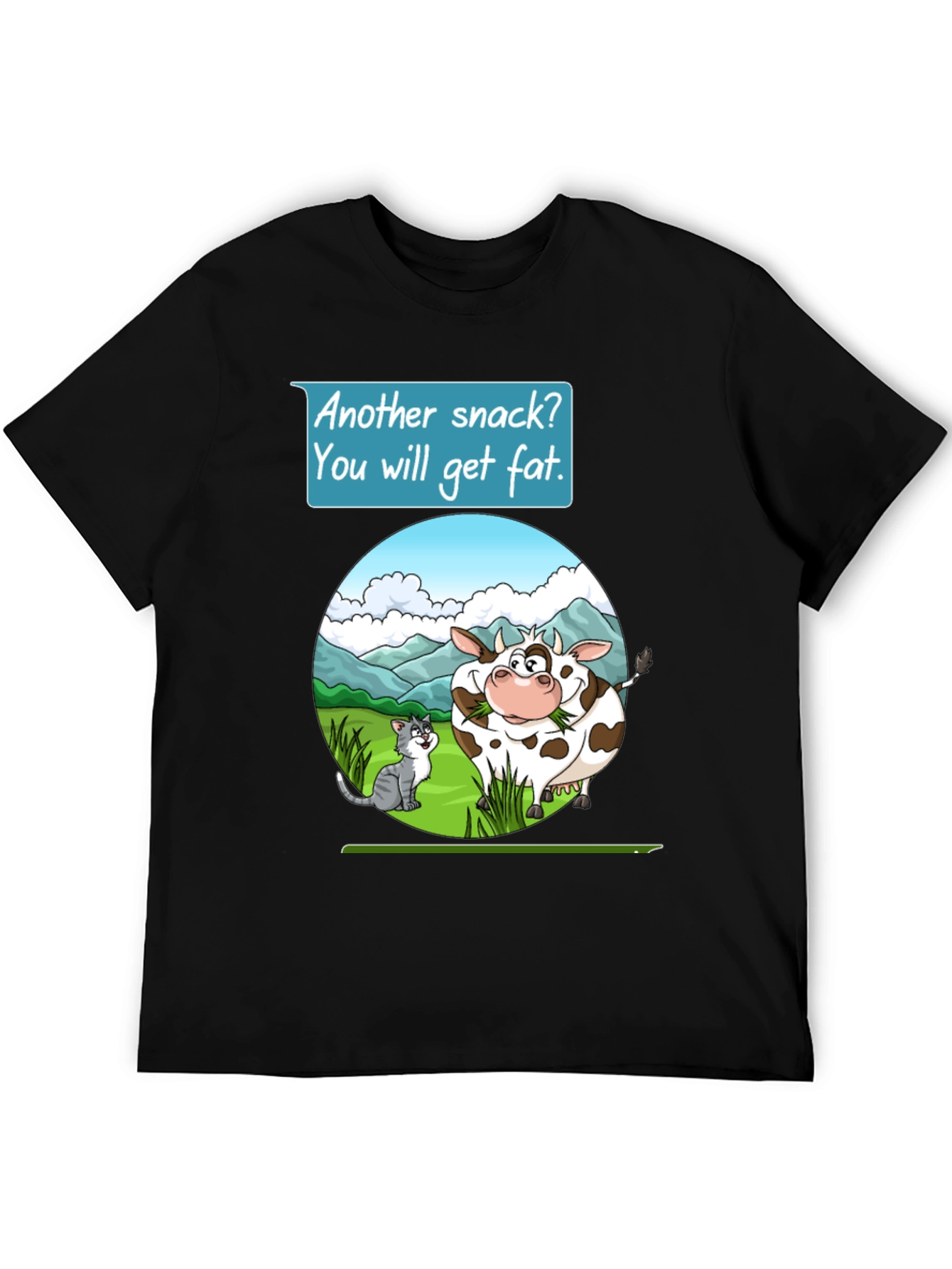 Funny Cow & Cat Cartoon T-Shirt