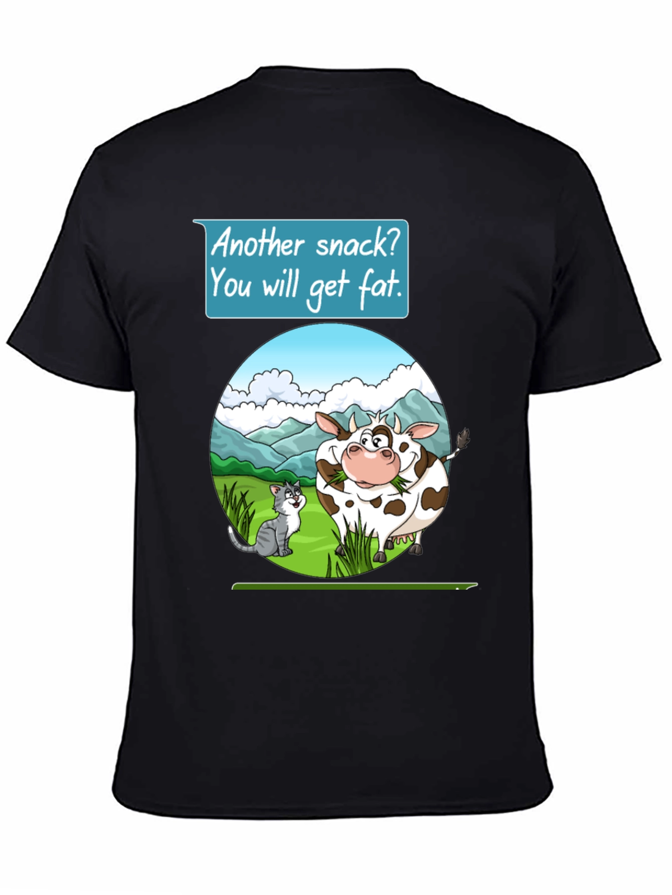Funny Cow & Cat Cartoon T-Shirt
