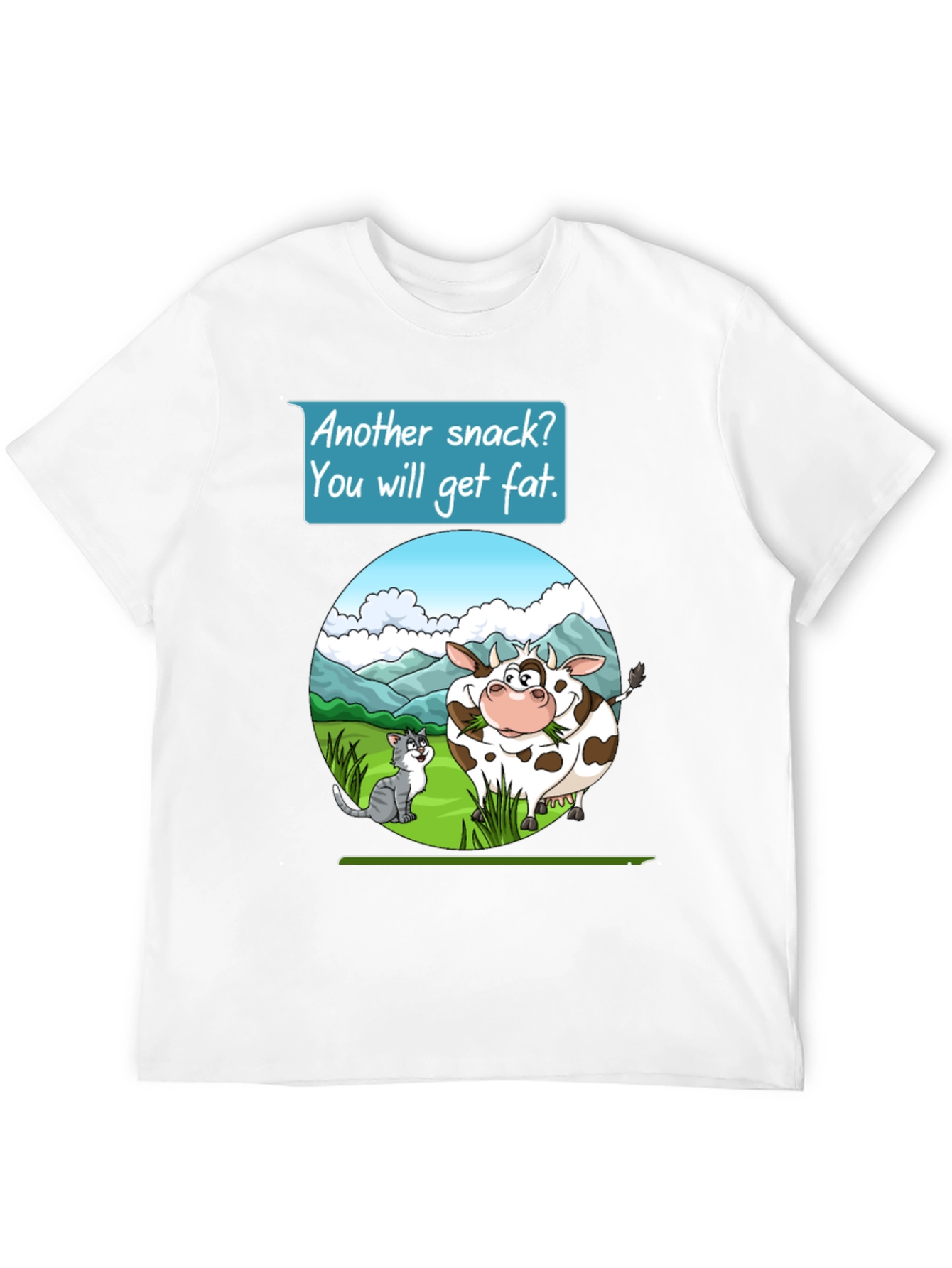 Funny Cow & Cat Cartoon T-Shirt
