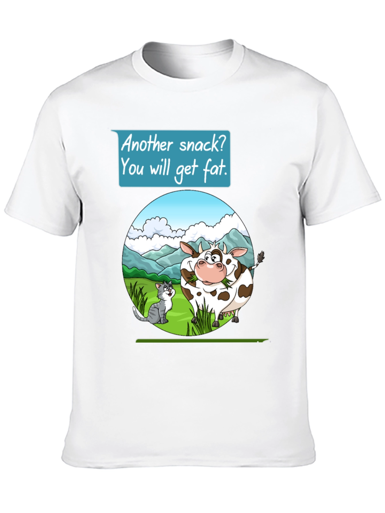 Funny Cow & Cat Cartoon T-Shirt