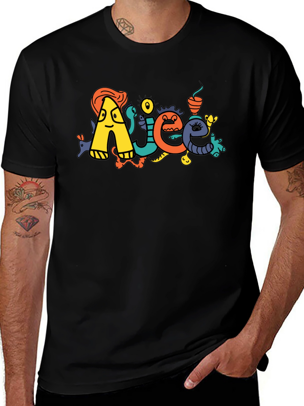Doodle Art Black T-Shirt