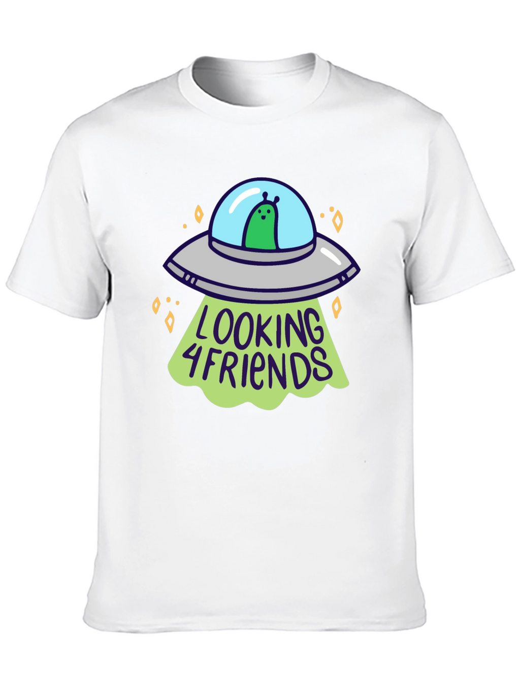 Alien UFO Looking 4 Friends Graphic T-Shirt