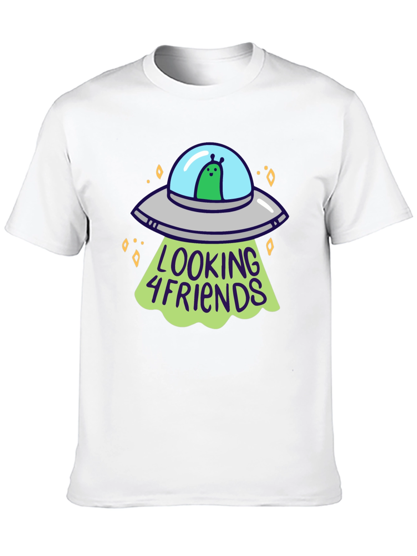 Alien UFO Looking 4 Friends Graphic T-Shirt