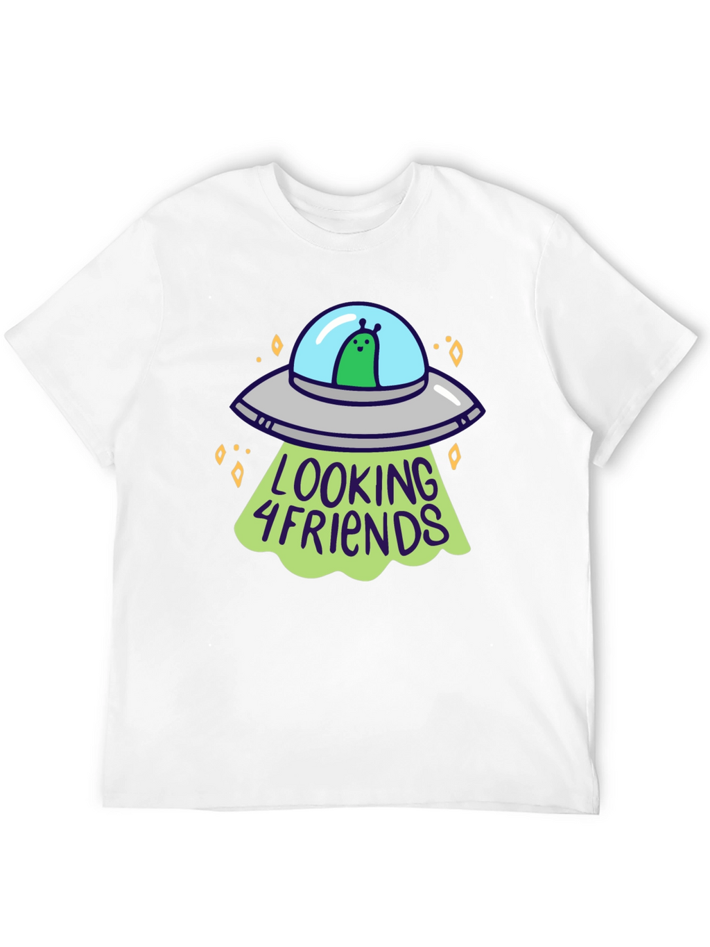 Alien UFO Looking 4 Friends Graphic T-Shirt