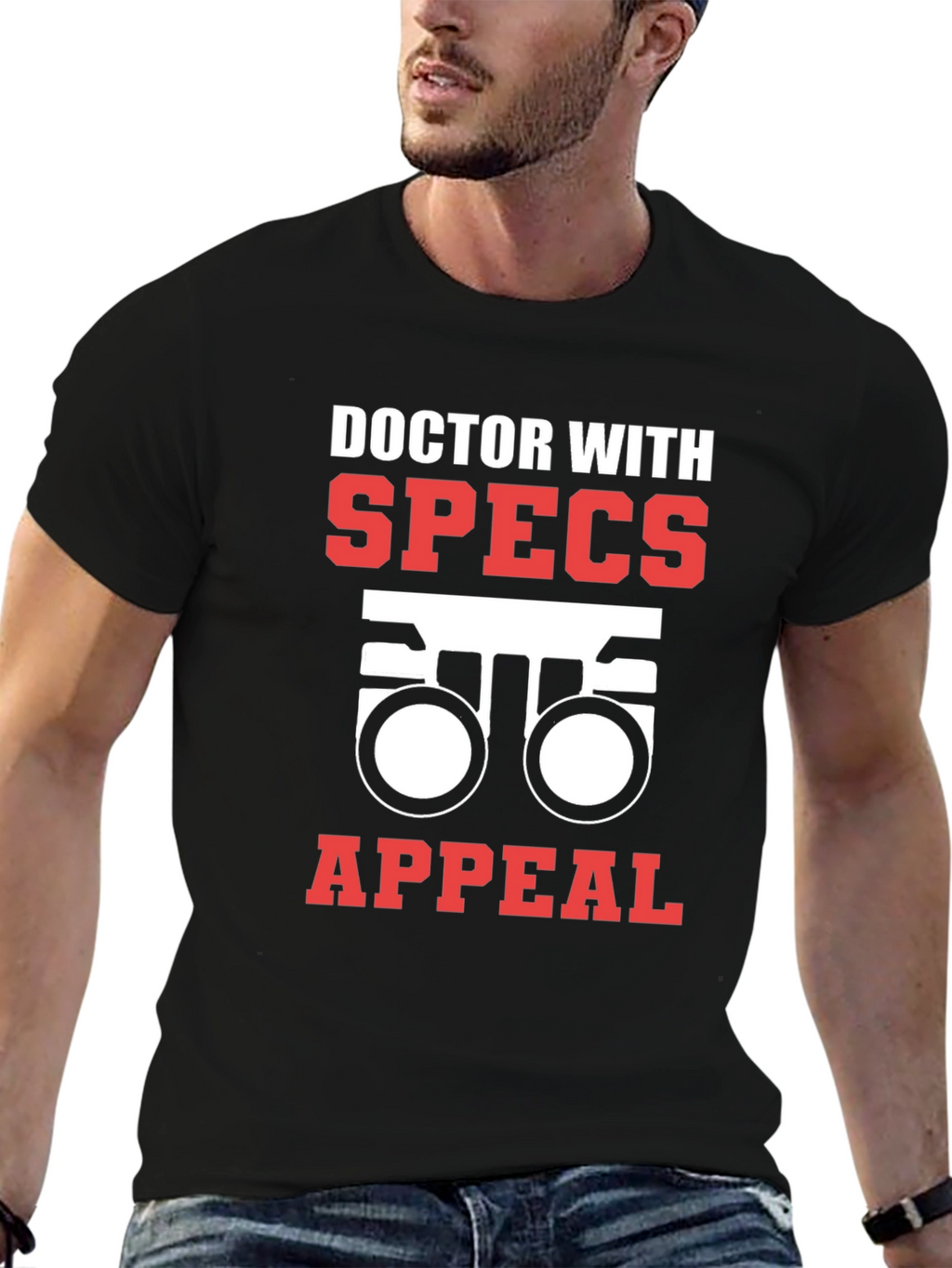 Doctor With Specs Appeal Black T-Shirt