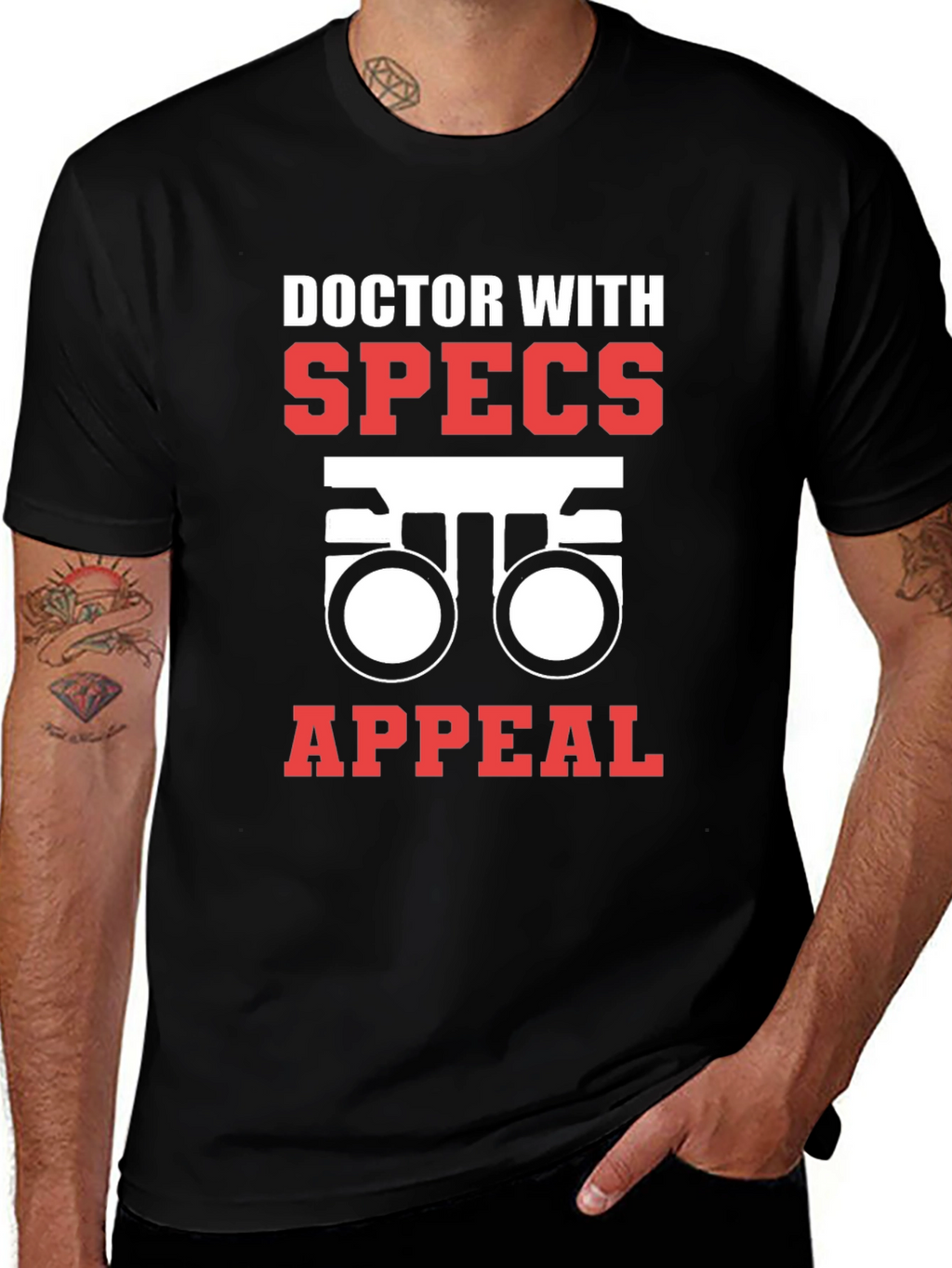 Doctor With Specs Appeal Black T-Shirt