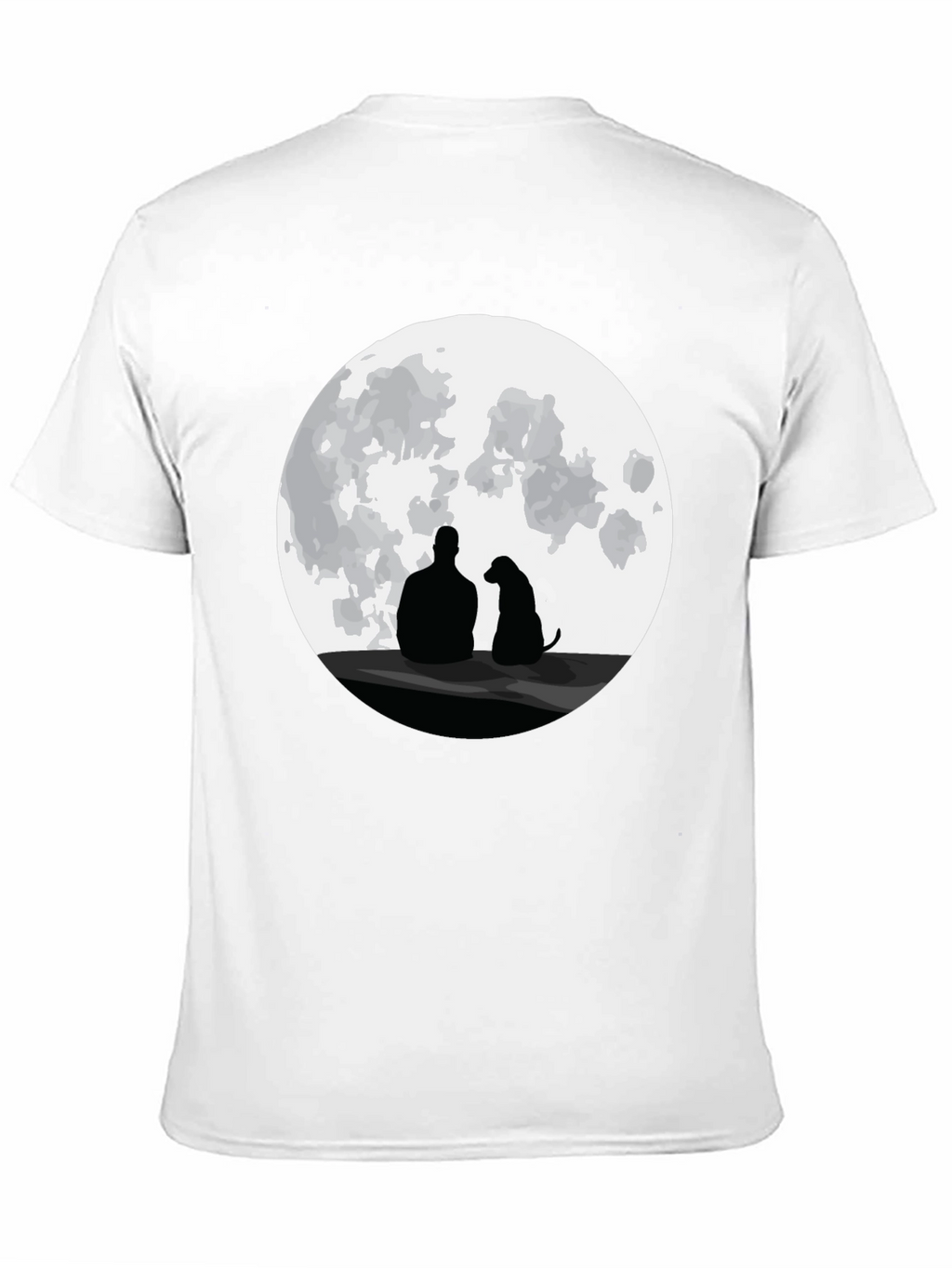 Man and Dog Silhouette Moon Graphic T-Shirt