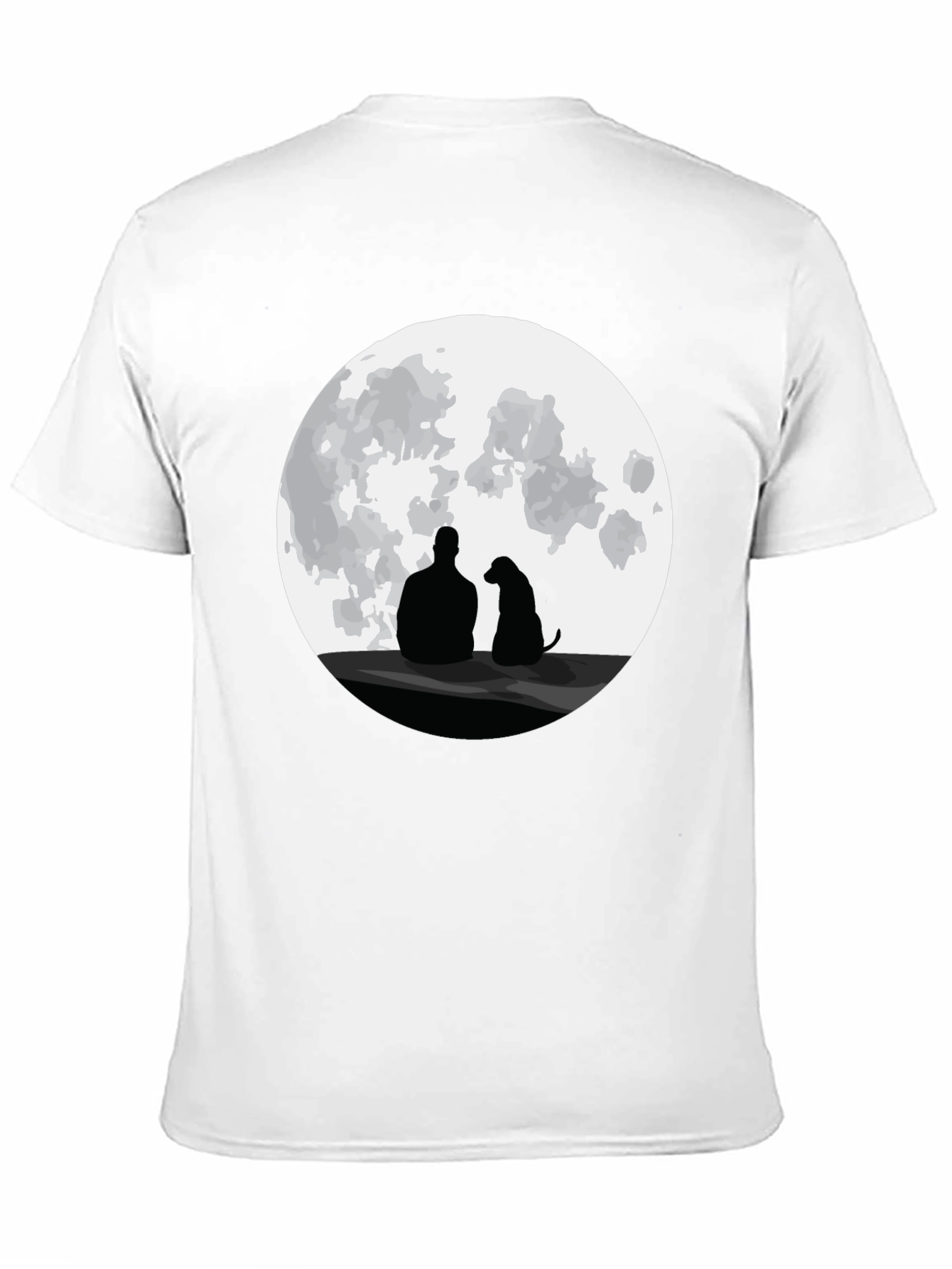 Man and Dog Silhouette Moon Graphic T-Shirt
