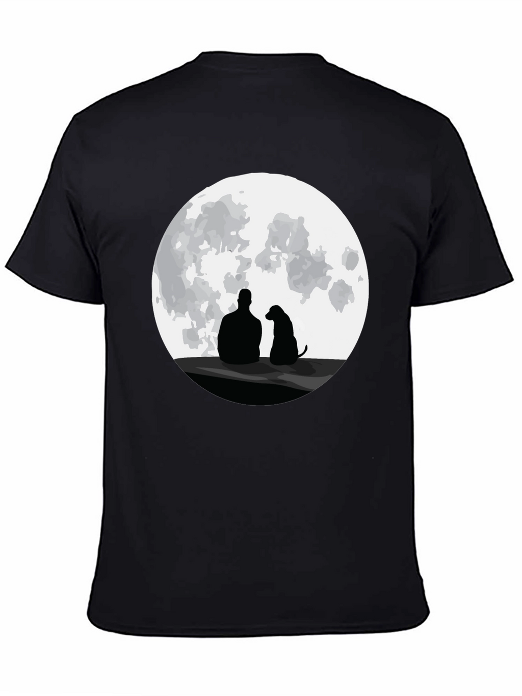 Man and Dog Silhouette Moon Graphic T-Shirt