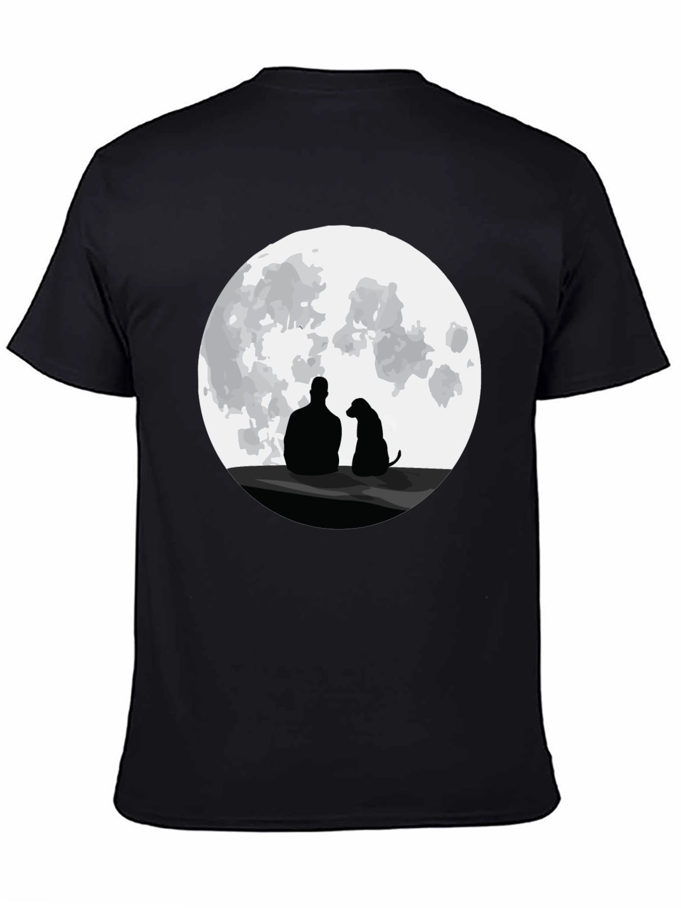 Man and Dog Silhouette Moon Graphic T-Shirt