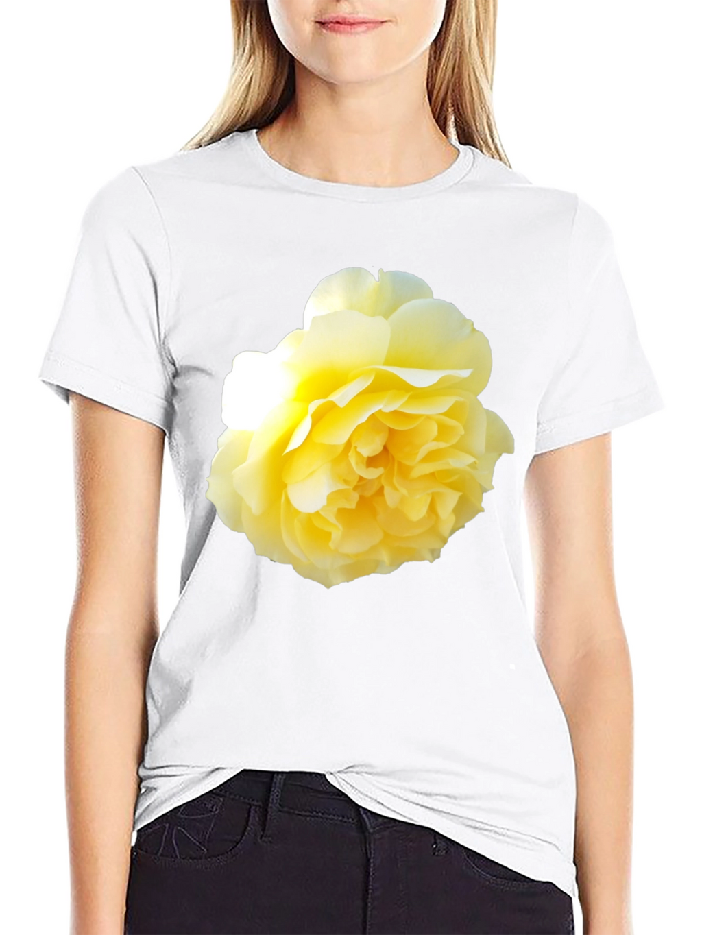 Yellow Rose Graphic Black T-Shirt