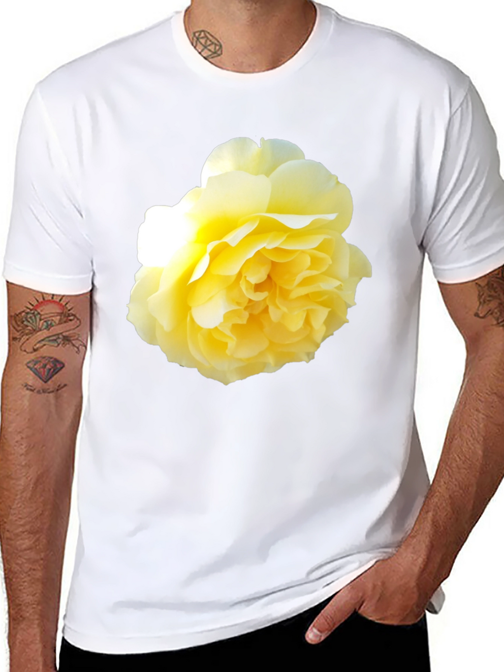 Yellow Rose Graphic Black T-Shirt