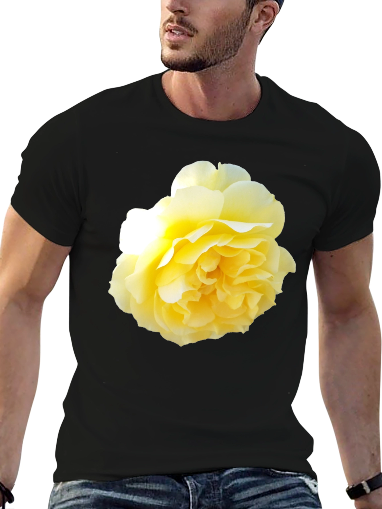 Yellow Rose Graphic Black T-Shirt