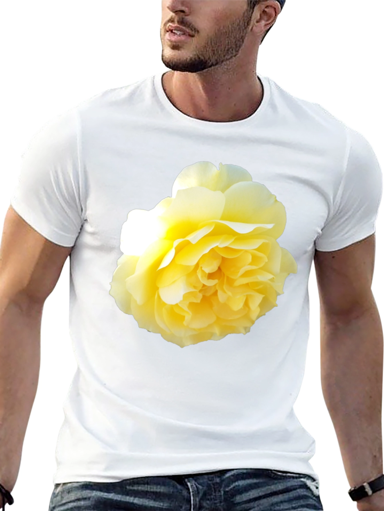 Yellow Rose Graphic Black T-Shirt