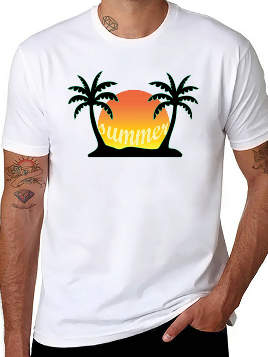 Summer Vibes Graphic Tee - Palm Tree Sunset Shirt