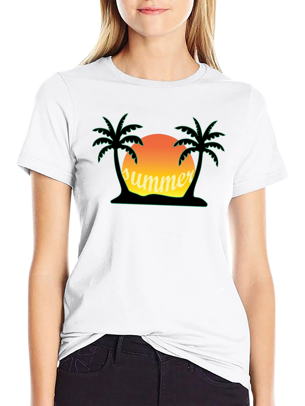 Summer Vibes Graphic Tee - Palm Tree Sunset Shirt