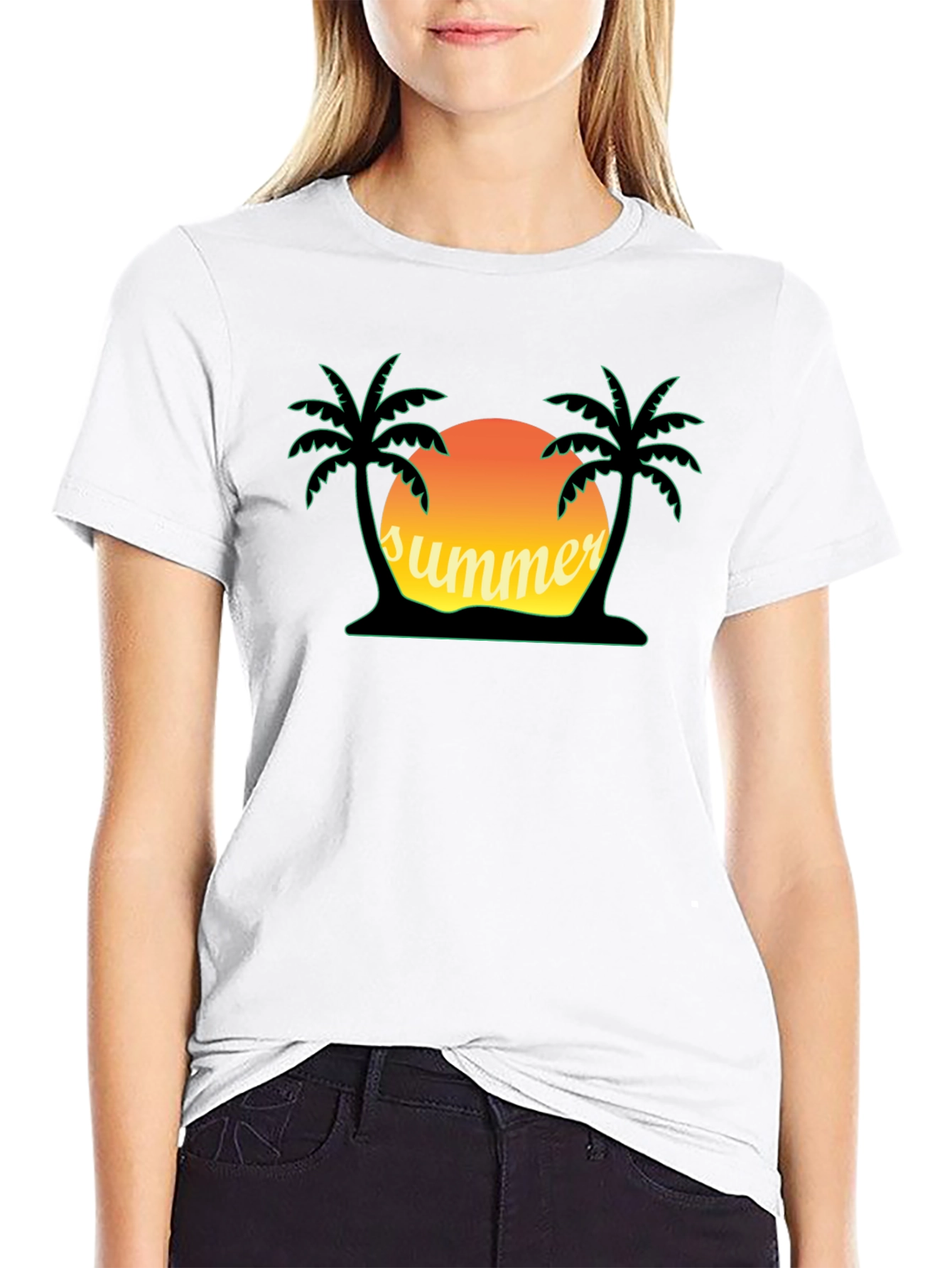 Summer Vibes Graphic Tee - Palm Tree Sunset Shirt