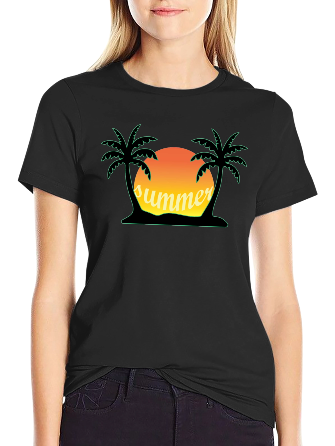 Summer Vibes Graphic Tee - Palm Tree Sunset Shirt