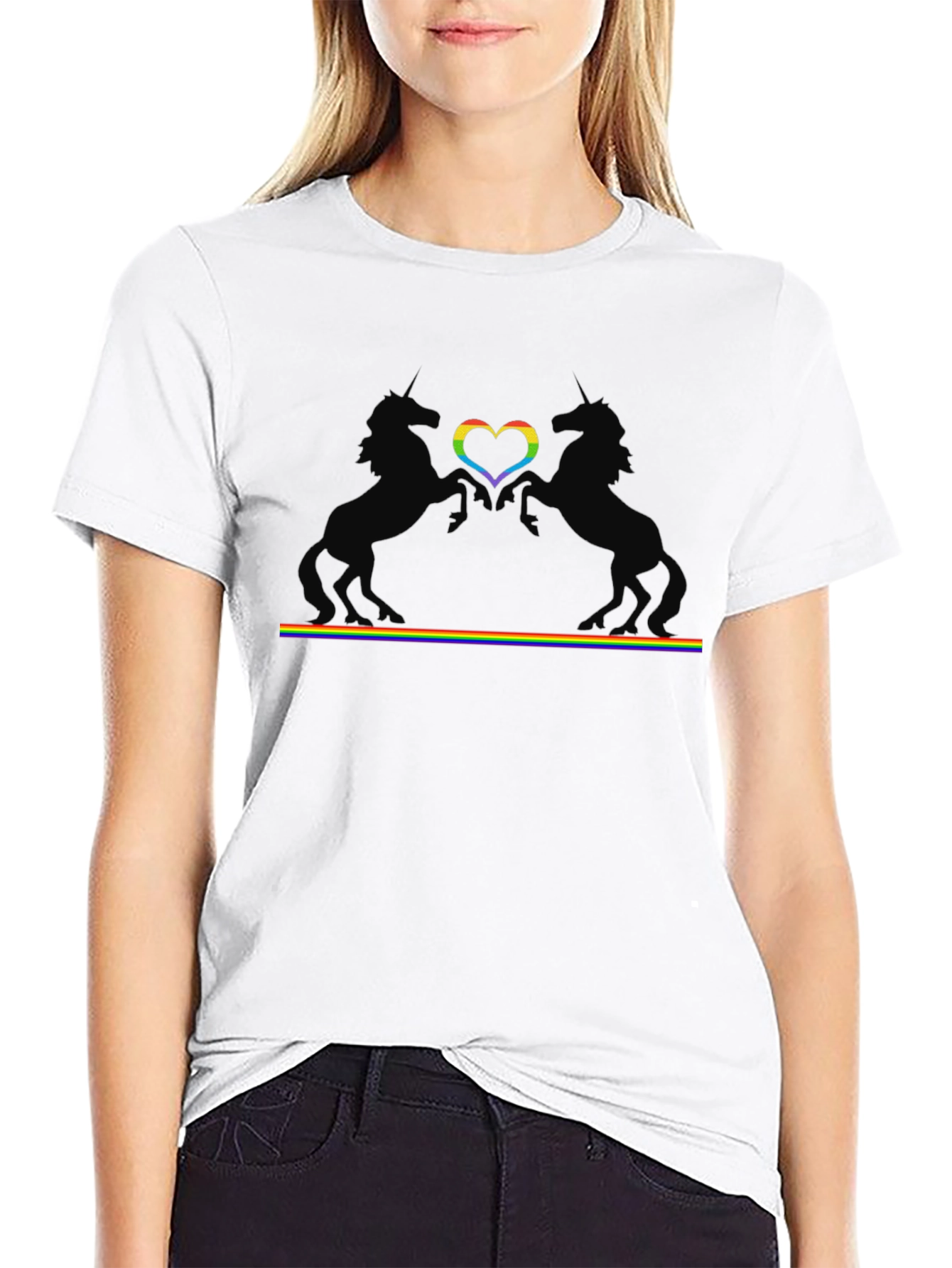 Rainbow Unicorn Heart Pride T-Shirt